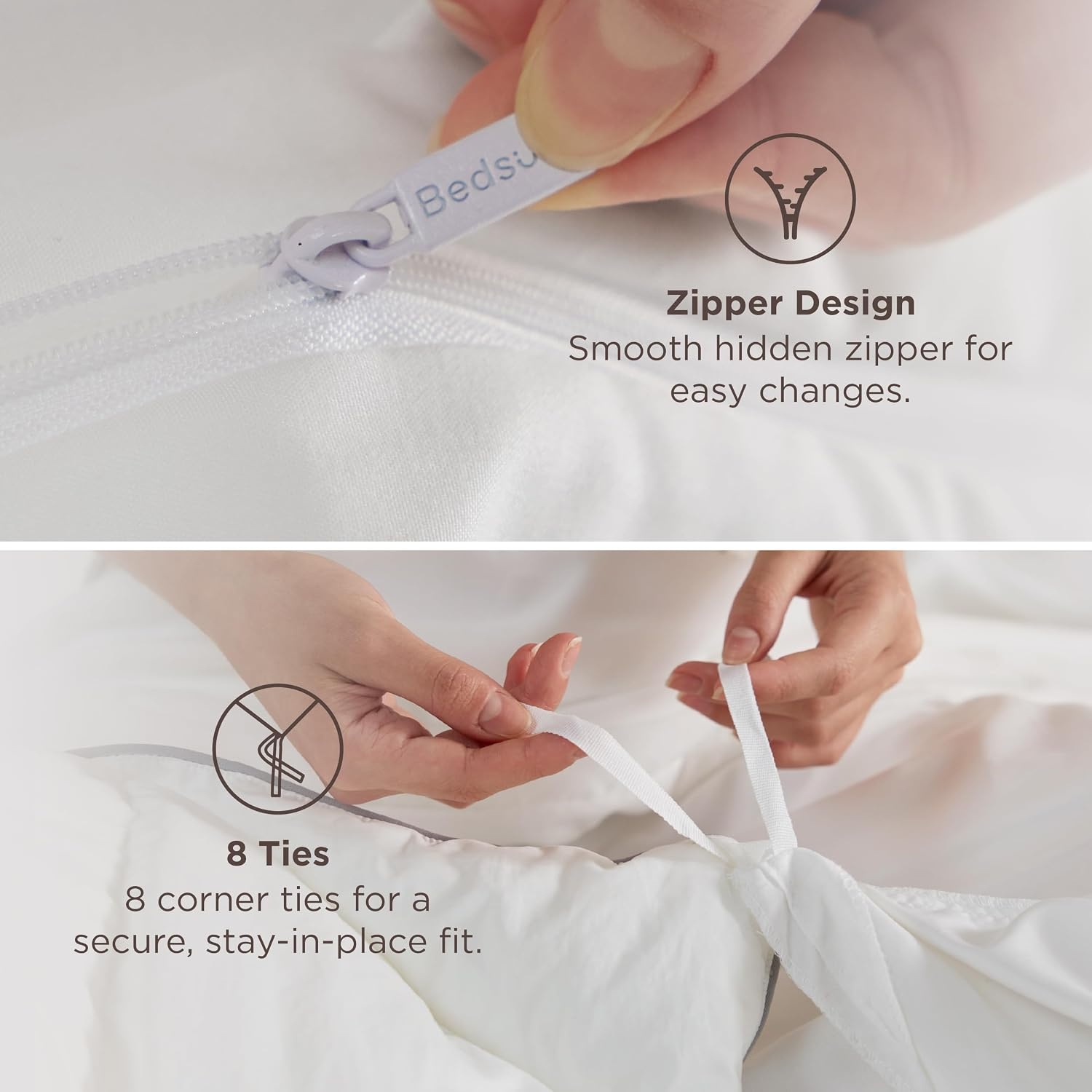 image:imageBedsure Tan Gingham Ruffle Duvet Cover SetVintage Farmhouse Bedding Queen  Cottagecore Aesthetic Ruffle Edges Soft Lightweight Hidden Zipper Inner Ties 90x90 Comforter Cover 2 Pillow Shams00  White No Comforter