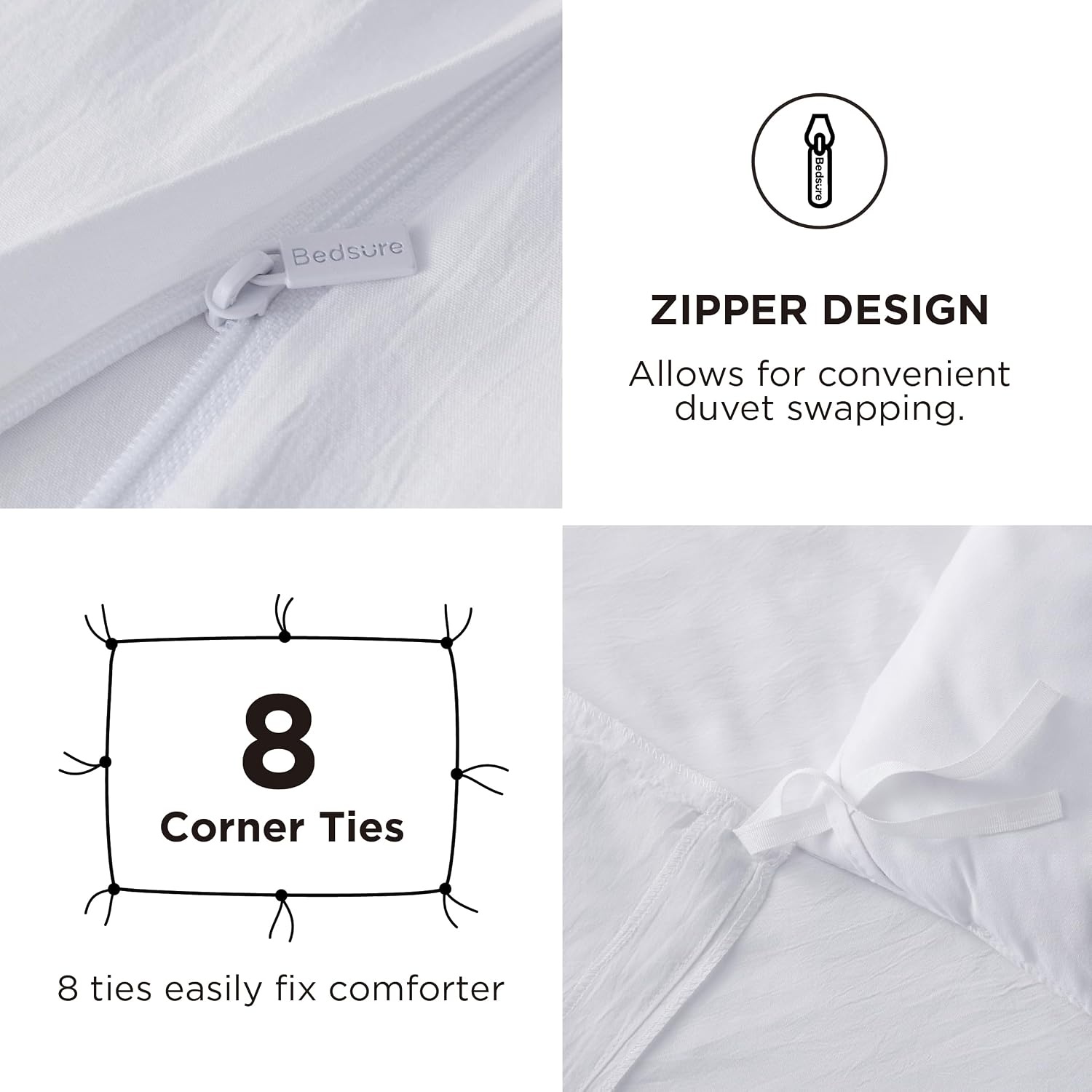 image:imageBedsure Tan Gingham Ruffle Duvet Cover SetVintage Farmhouse Bedding Queen  Cottagecore Aesthetic Ruffle Edges Soft Lightweight Hidden Zipper Inner Ties 90x90 Comforter Cover 2 Pillow Shams02  Bright White No Comforter
