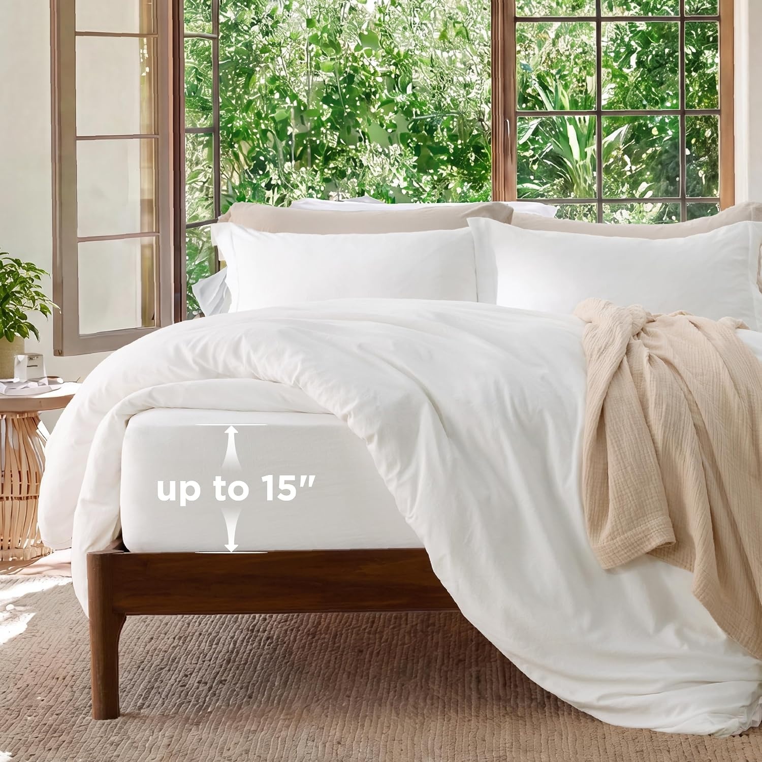 image:imageBedsure Tan Gingham Ruffle Duvet Cover SetVintage Farmhouse Bedding Queen  Cottagecore Aesthetic Ruffle Edges Soft Lightweight Hidden Zipper Inner Ties 90x90 Comforter Cover 2 Pillow Shams00  White No Comforter