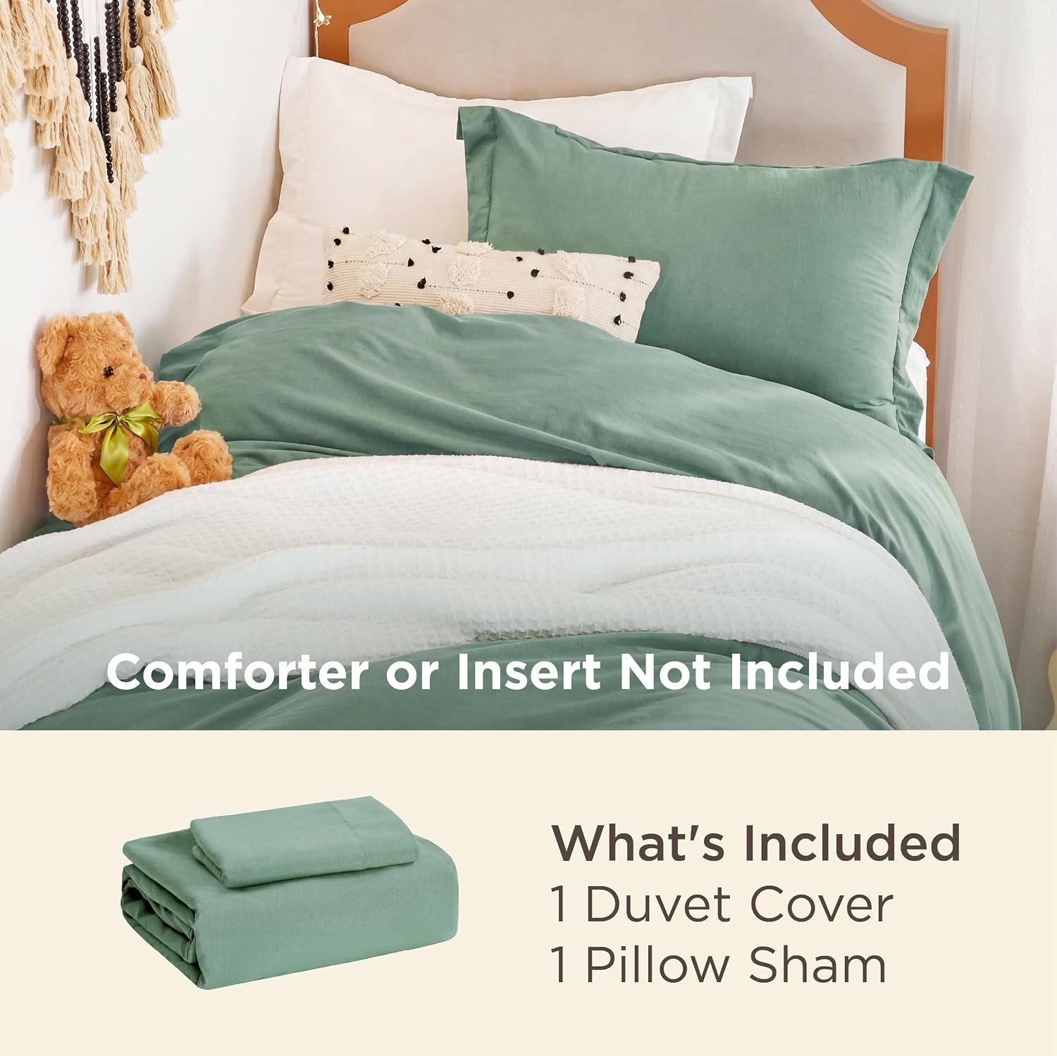 image:imageBedsure Tan Gingham Ruffle Duvet Cover SetVintage Farmhouse Bedding Queen  Cottagecore Aesthetic Ruffle Edges Soft Lightweight Hidden Zipper Inner Ties 90x90 Comforter Cover 2 Pillow Shams03  Sage Green No Comforter