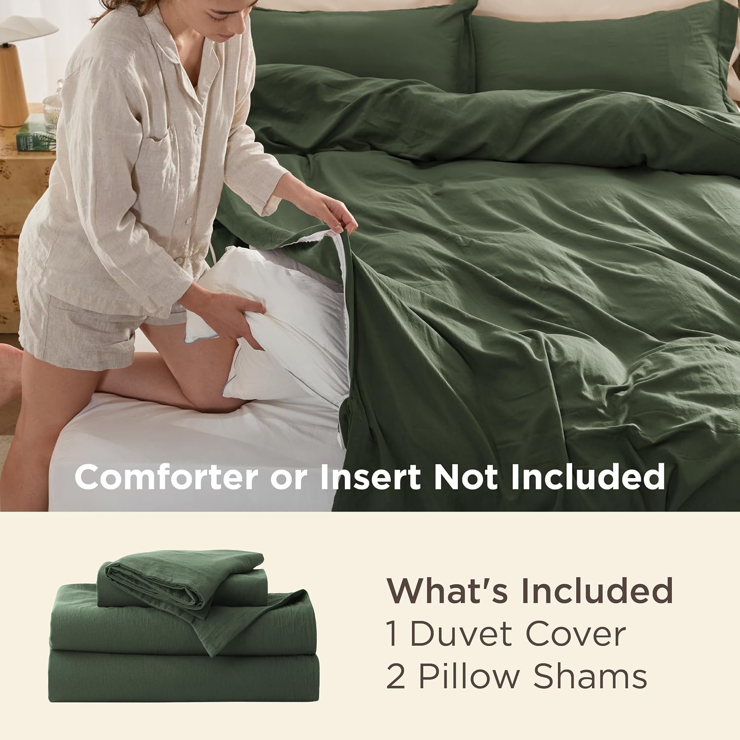 image:imageBedsure Tan Gingham Ruffle Duvet Cover SetVintage Farmhouse Bedding Queen  Cottagecore Aesthetic Ruffle Edges Soft Lightweight Hidden Zipper Inner Ties 90x90 Comforter Cover 2 Pillow Shams03  Olive Green No Comforter