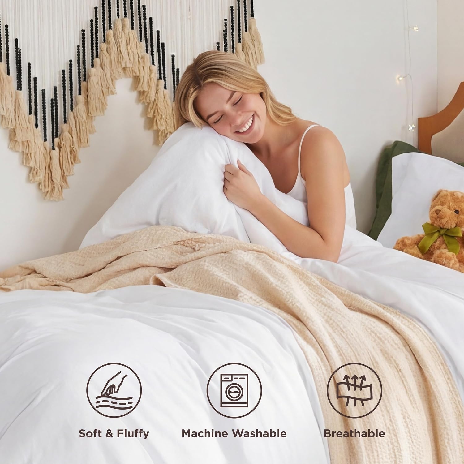 image:imageBedsure Tan Gingham Ruffle Duvet Cover SetVintage Farmhouse Bedding Queen  Cottagecore Aesthetic Ruffle Edges Soft Lightweight Hidden Zipper Inner Ties 90x90 Comforter Cover 2 Pillow Shams00  White No Comforter
