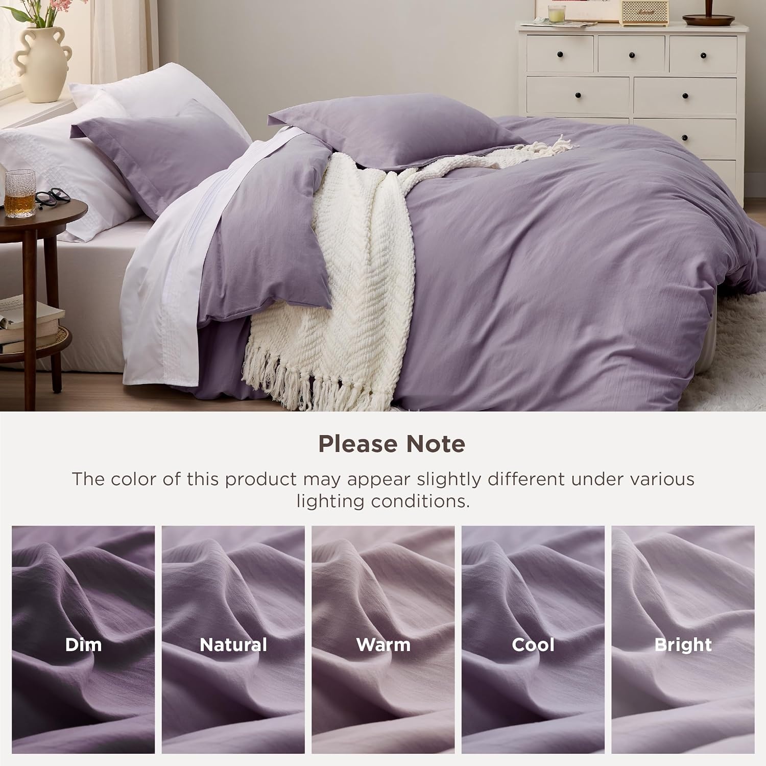image:imageBedsure Tan Gingham Ruffle Duvet Cover SetVintage Farmhouse Bedding Queen  Cottagecore Aesthetic Ruffle Edges Soft Lightweight Hidden Zipper Inner Ties 90x90 Comforter Cover 2 Pillow Shams06  Dusty Purple No Comforter
