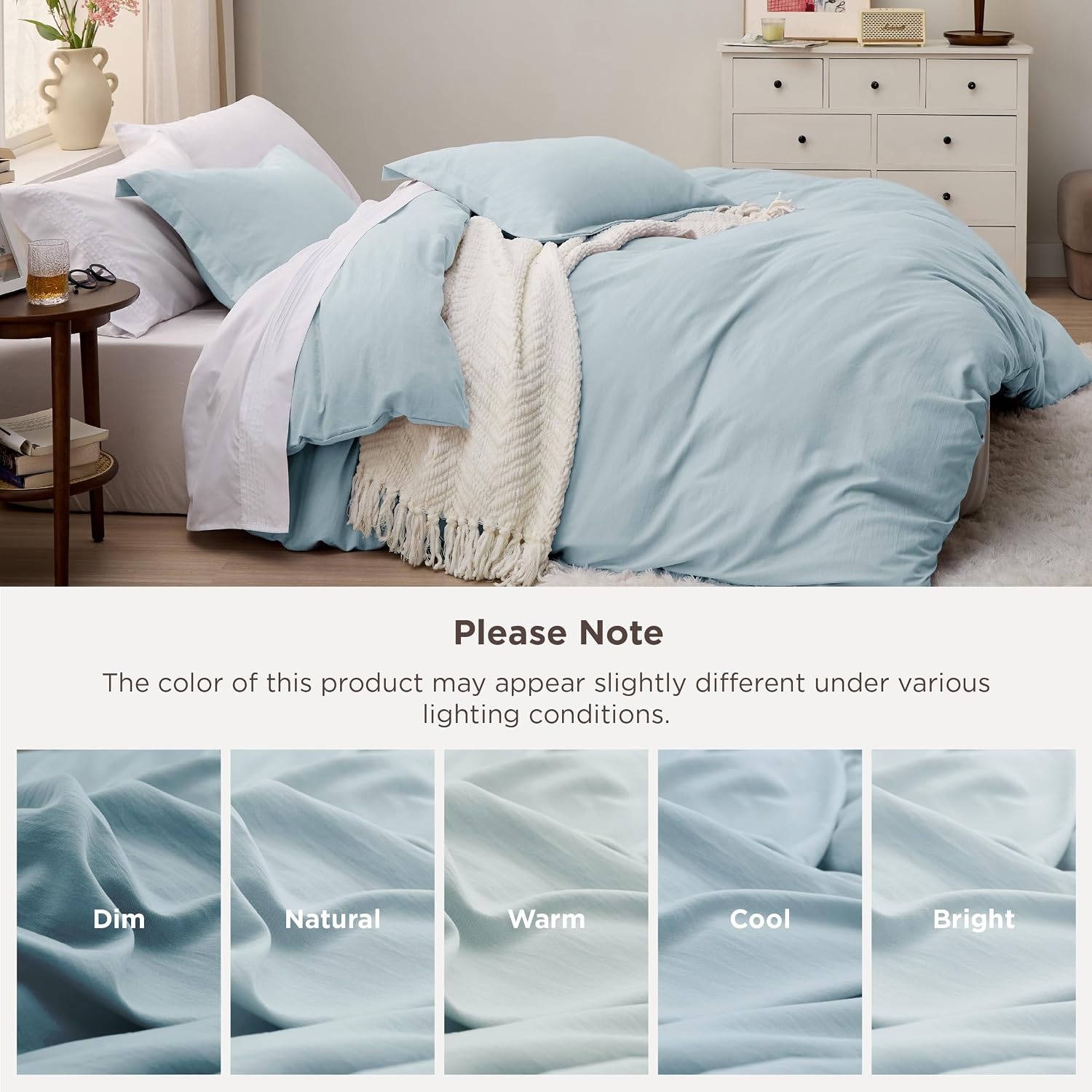 image:imageBedsure Tan Gingham Ruffle Duvet Cover SetVintage Farmhouse Bedding Queen  Cottagecore Aesthetic Ruffle Edges Soft Lightweight Hidden Zipper Inner Ties 90x90 Comforter Cover 2 Pillow Shams05  Baby Blue