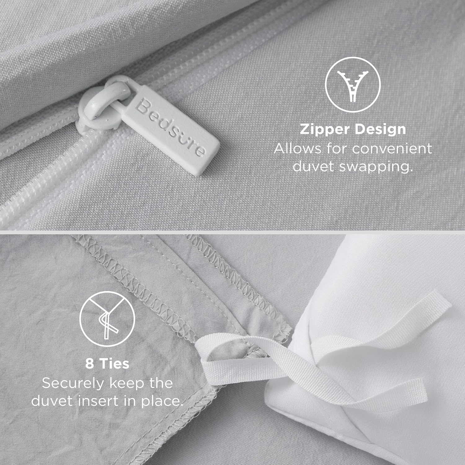 image:imageBedsure Tan Gingham Ruffle Duvet Cover SetVintage Farmhouse Bedding Queen  Cottagecore Aesthetic Ruffle Edges Soft Lightweight Hidden Zipper Inner Ties 90x90 Comforter Cover 2 Pillow Shams04  Light Grey No Comforter