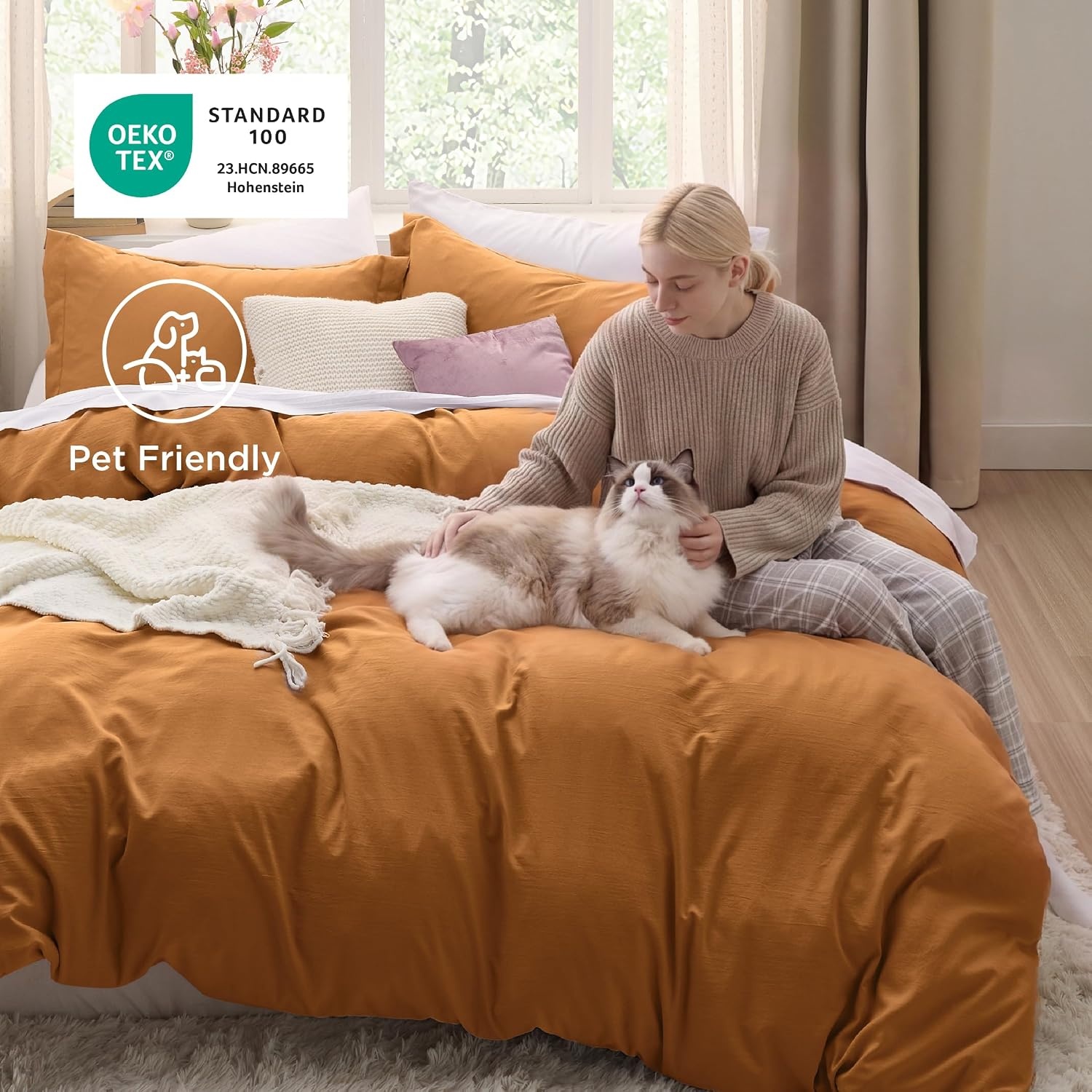 image:imageBedsure Tan Gingham Ruffle Duvet Cover SetVintage Farmhouse Bedding Queen  Cottagecore Aesthetic Ruffle Edges Soft Lightweight Hidden Zipper Inner Ties 90x90 Comforter Cover 2 Pillow Shams08  Gold No Comforter