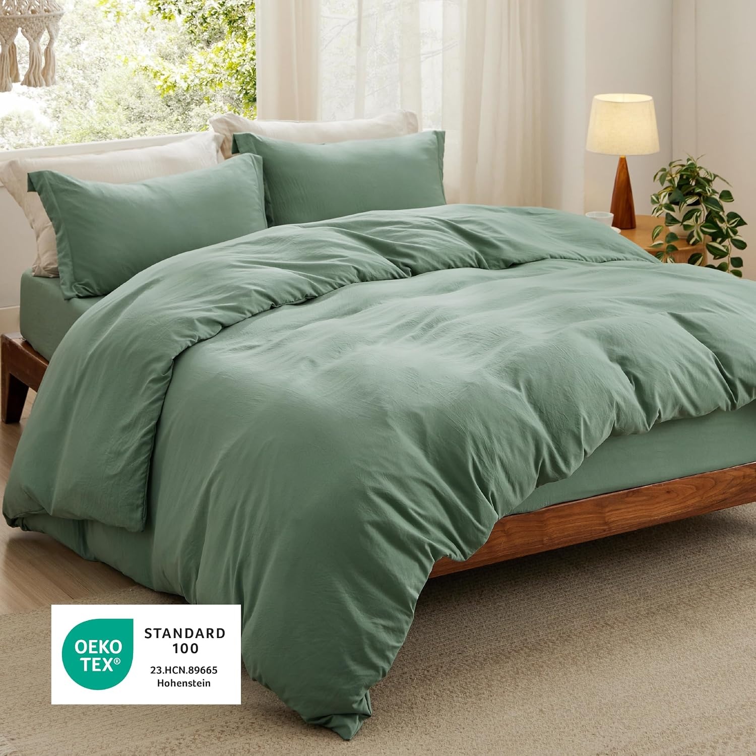 image:imageBedsure Tan Gingham Ruffle Duvet Cover SetVintage Farmhouse Bedding Queen  Cottagecore Aesthetic Ruffle Edges Soft Lightweight Hidden Zipper Inner Ties 90x90 Comforter Cover 2 Pillow Shams03  Sage Green No Comforter