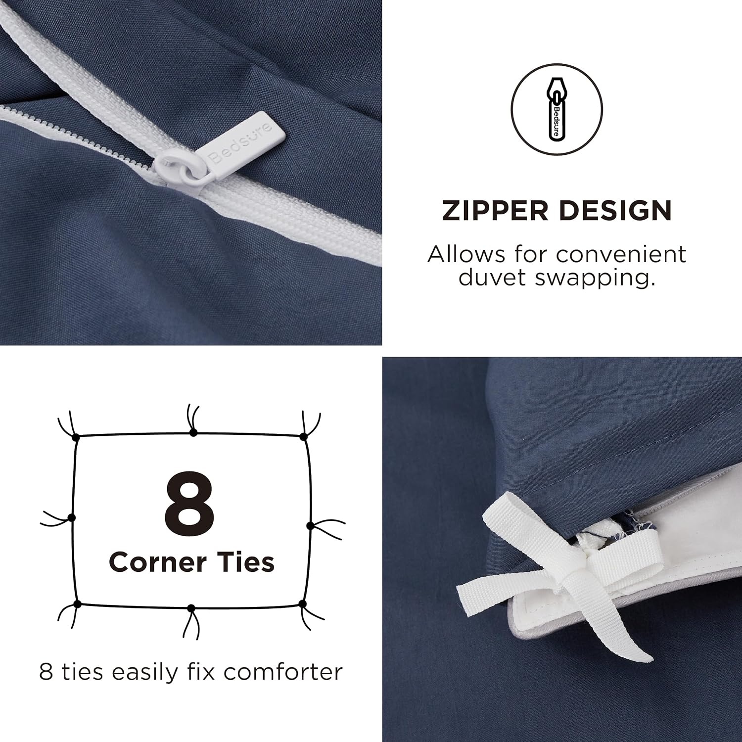 image:imageBedsure Tan Gingham Ruffle Duvet Cover SetVintage Farmhouse Bedding Queen  Cottagecore Aesthetic Ruffle Edges Soft Lightweight Hidden Zipper Inner Ties 90x90 Comforter Cover 2 Pillow Shams01  Navy No Comforter