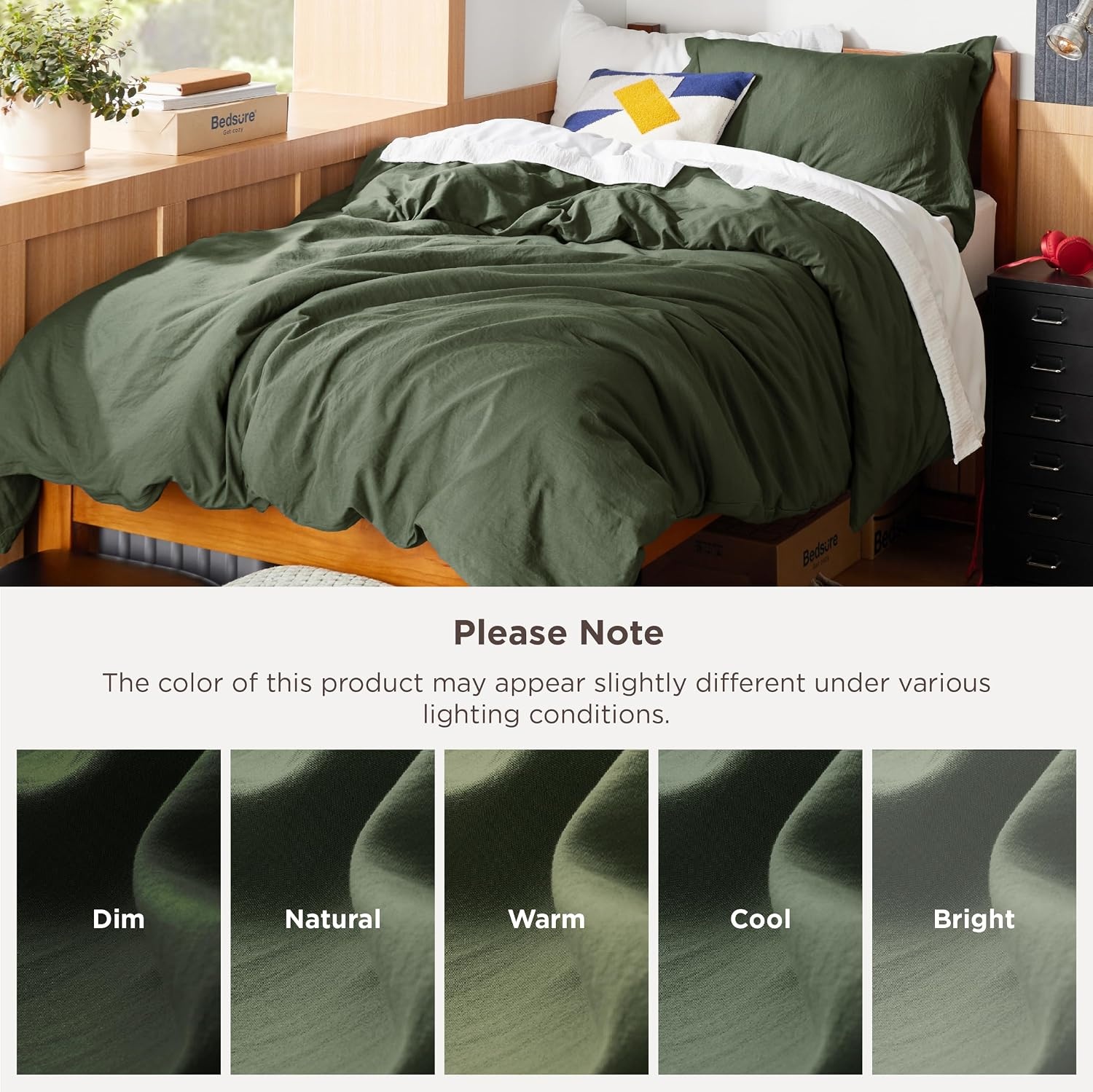 image:imageBedsure Tan Gingham Ruffle Duvet Cover SetVintage Farmhouse Bedding Queen  Cottagecore Aesthetic Ruffle Edges Soft Lightweight Hidden Zipper Inner Ties 90x90 Comforter Cover 2 Pillow Shams03  Olive Green No Comforter