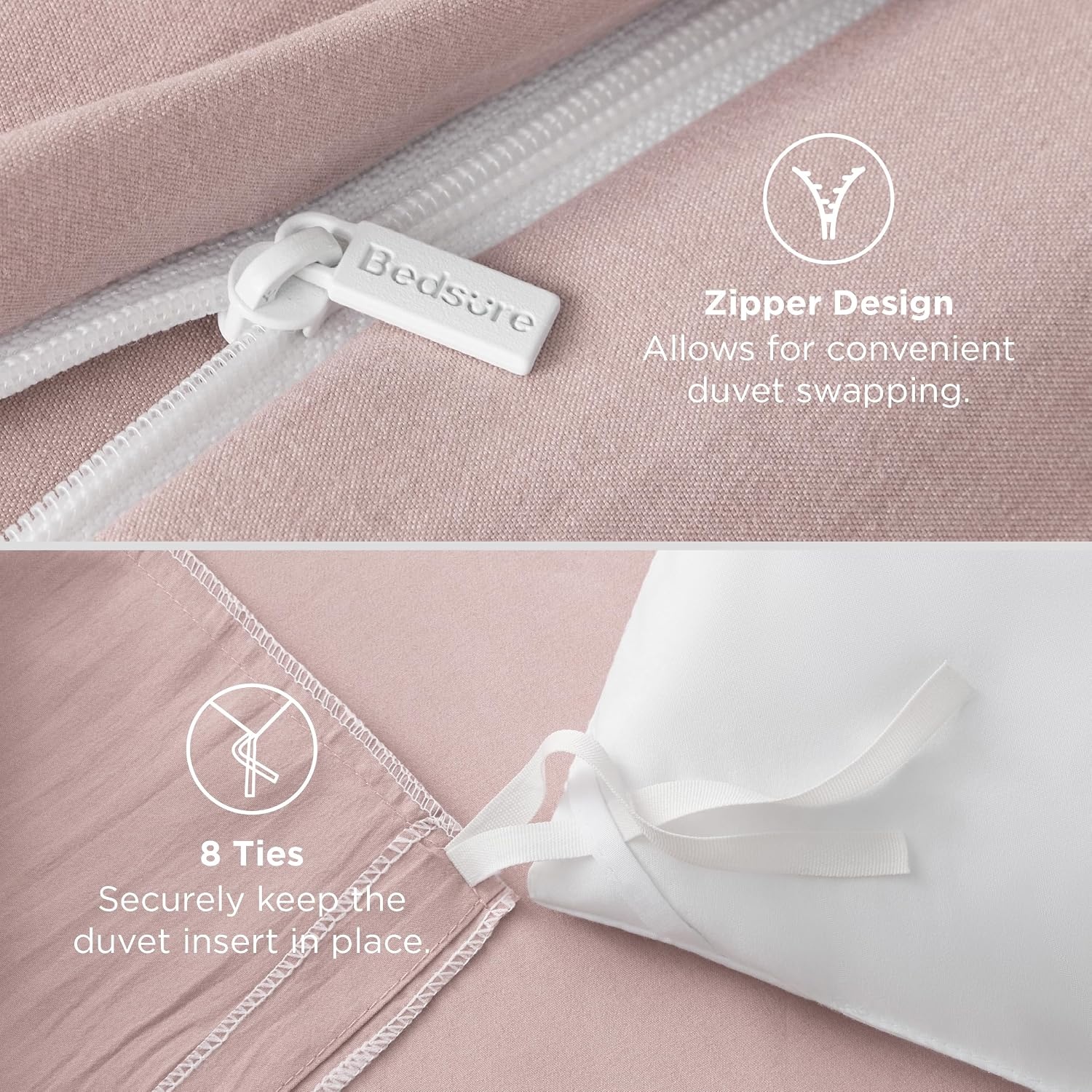 image:imageBedsure Tan Gingham Ruffle Duvet Cover SetVintage Farmhouse Bedding Queen  Cottagecore Aesthetic Ruffle Edges Soft Lightweight Hidden Zipper Inner Ties 90x90 Comforter Cover 2 Pillow Shams01  Rose Pink No Comforter