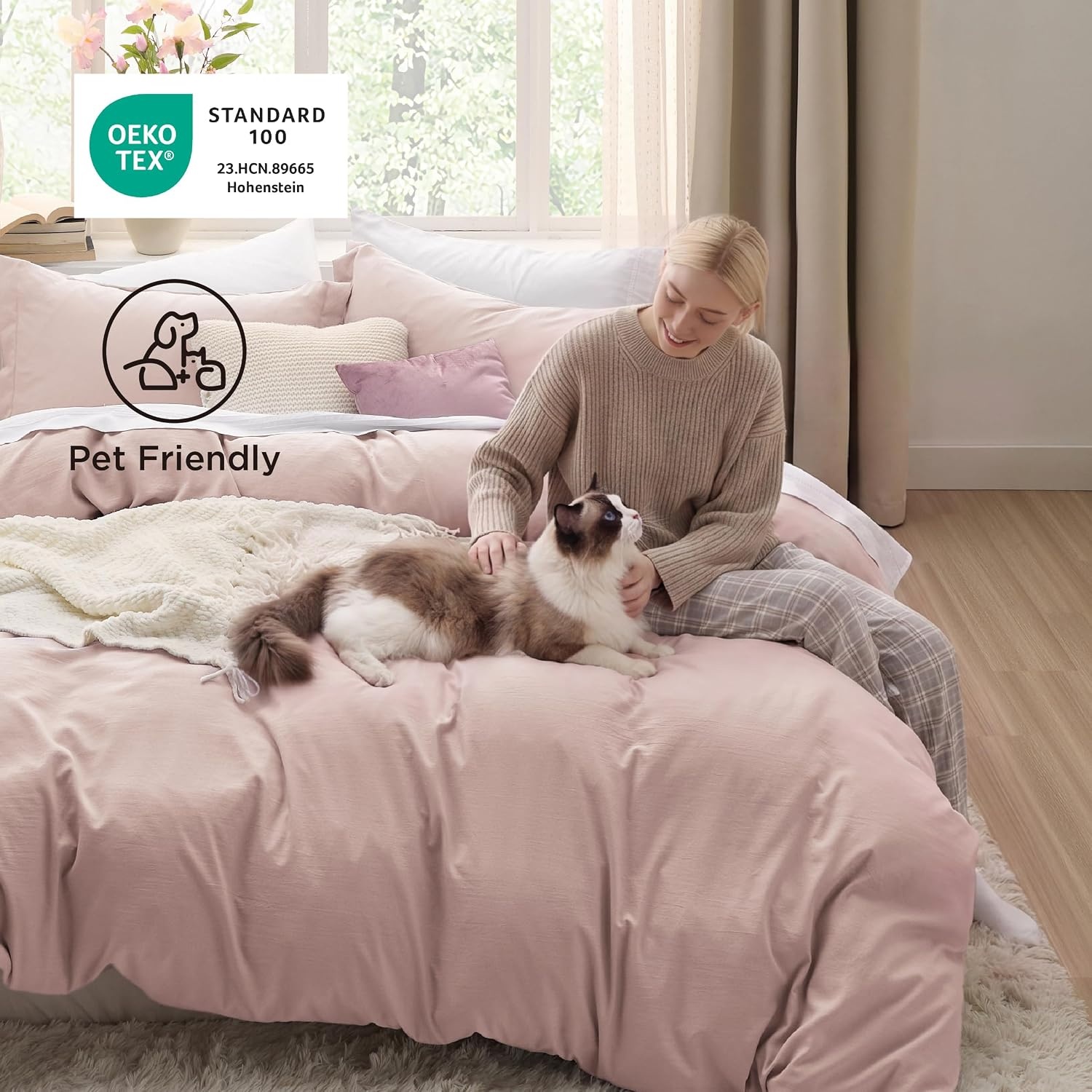image:imageBedsure Tan Gingham Ruffle Duvet Cover SetVintage Farmhouse Bedding Queen  Cottagecore Aesthetic Ruffle Edges Soft Lightweight Hidden Zipper Inner Ties 90x90 Comforter Cover 2 Pillow Shams01  Rose Pink No Comforter