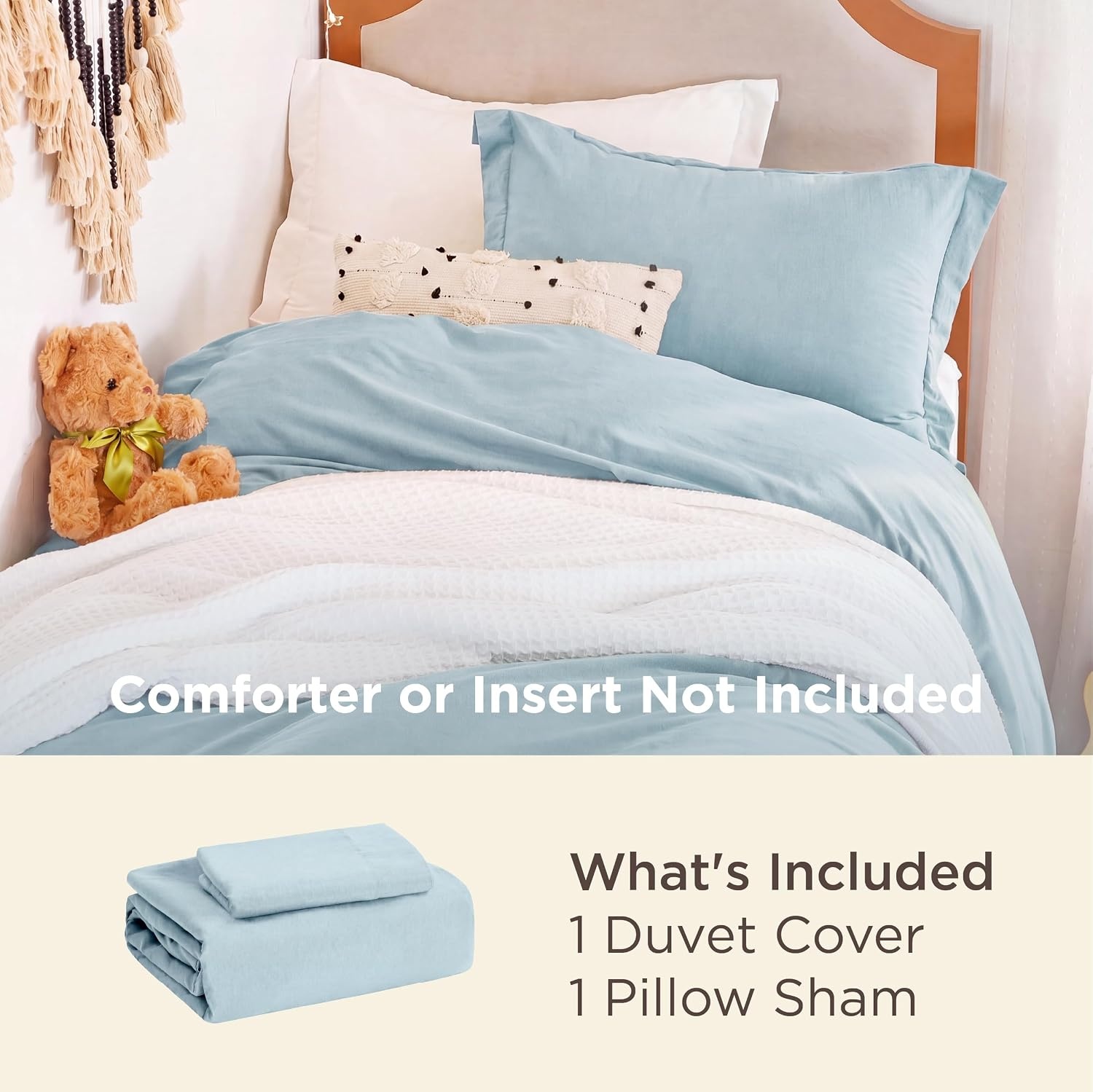 image:imageBedsure Tan Gingham Ruffle Duvet Cover SetVintage Farmhouse Bedding Queen  Cottagecore Aesthetic Ruffle Edges Soft Lightweight Hidden Zipper Inner Ties 90x90 Comforter Cover 2 Pillow Shams05  Baby Blue