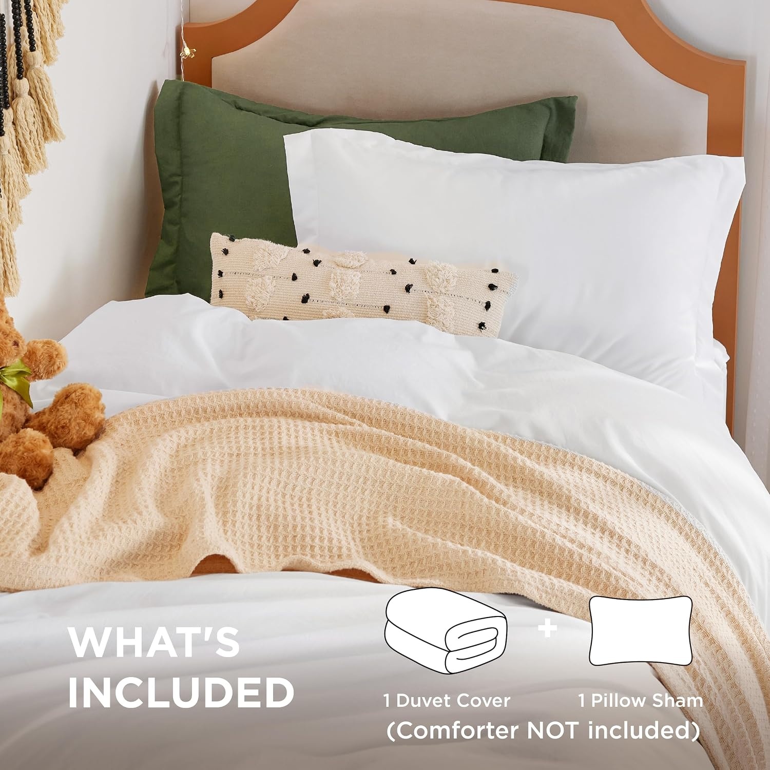 image:imageBedsure Tan Gingham Ruffle Duvet Cover SetVintage Farmhouse Bedding Queen  Cottagecore Aesthetic Ruffle Edges Soft Lightweight Hidden Zipper Inner Ties 90x90 Comforter Cover 2 Pillow Shams00  White No Comforter