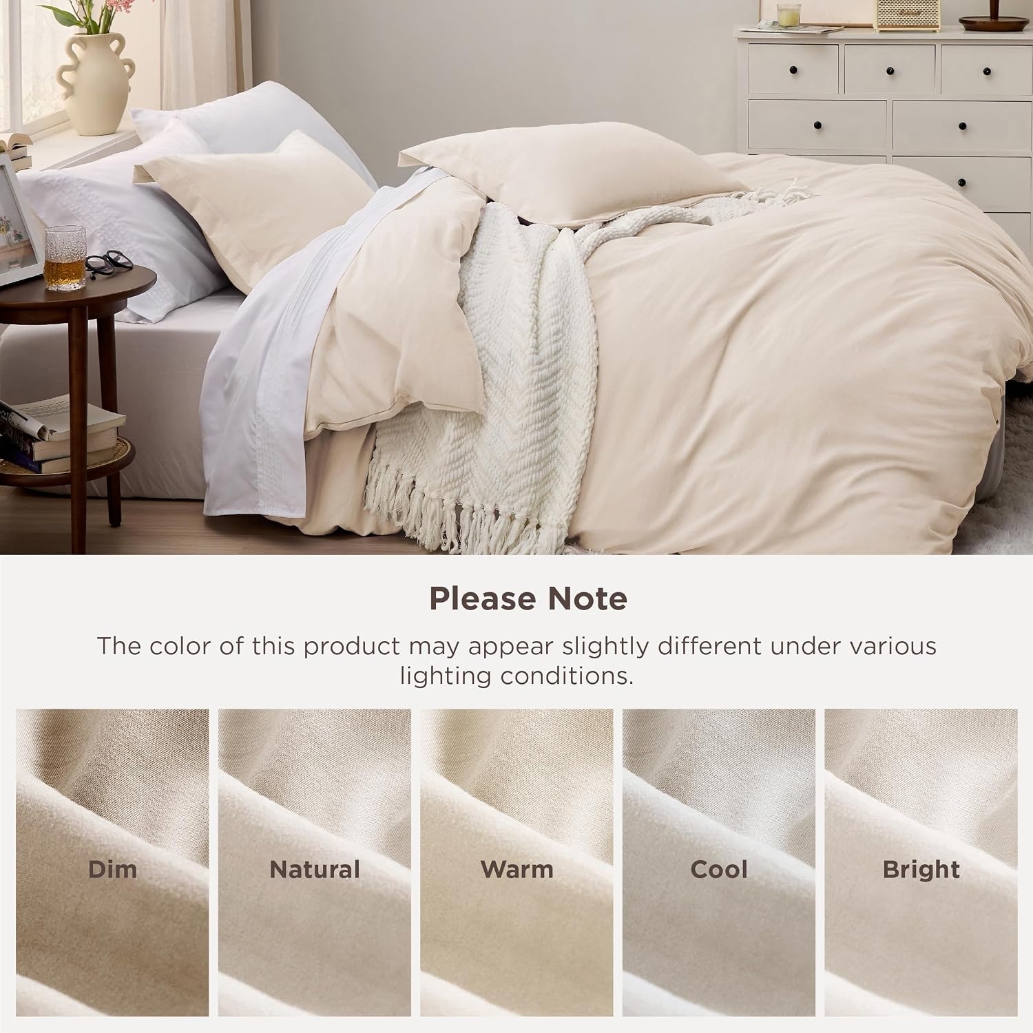 image:imageBedsure Tan Gingham Ruffle Duvet Cover SetVintage Farmhouse Bedding Queen  Cottagecore Aesthetic Ruffle Edges Soft Lightweight Hidden Zipper Inner Ties 90x90 Comforter Cover 2 Pillow Shams02  Cream No Comforter