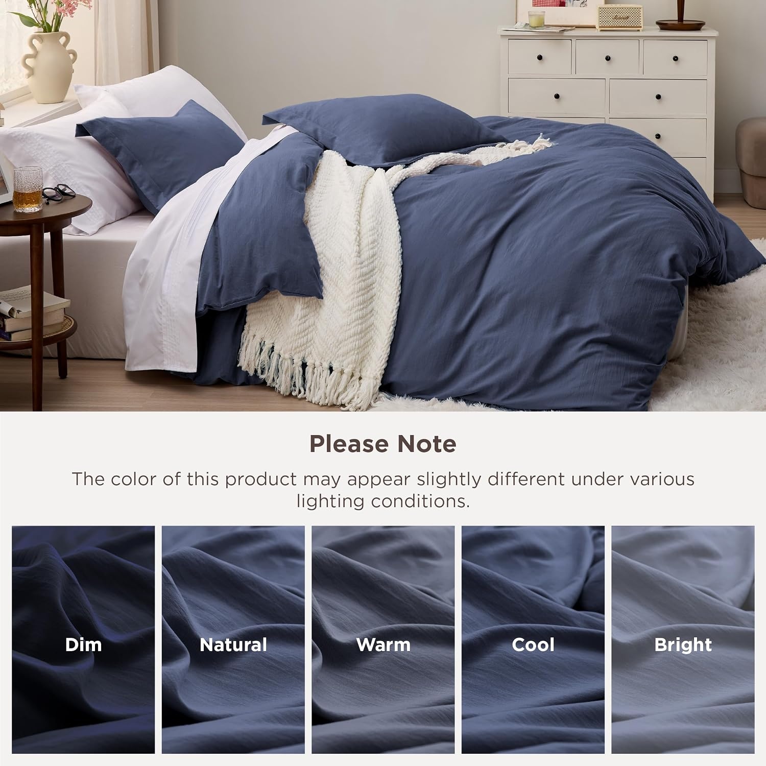 image:imageBedsure Tan Gingham Ruffle Duvet Cover SetVintage Farmhouse Bedding Queen  Cottagecore Aesthetic Ruffle Edges Soft Lightweight Hidden Zipper Inner Ties 90x90 Comforter Cover 2 Pillow Shams01  Navy No Comforter