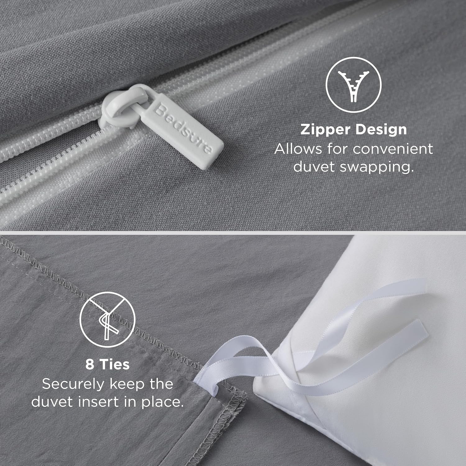 image:imageBedsure Tan Gingham Ruffle Duvet Cover SetVintage Farmhouse Bedding Queen  Cottagecore Aesthetic Ruffle Edges Soft Lightweight Hidden Zipper Inner Ties 90x90 Comforter Cover 2 Pillow Shams04  Grey No Comforter