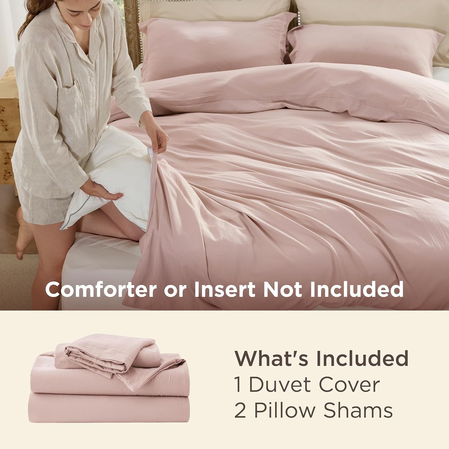 image:imageBedsure Tan Gingham Ruffle Duvet Cover SetVintage Farmhouse Bedding Queen  Cottagecore Aesthetic Ruffle Edges Soft Lightweight Hidden Zipper Inner Ties 90x90 Comforter Cover 2 Pillow Shams01  Rose Pink No Comforter
