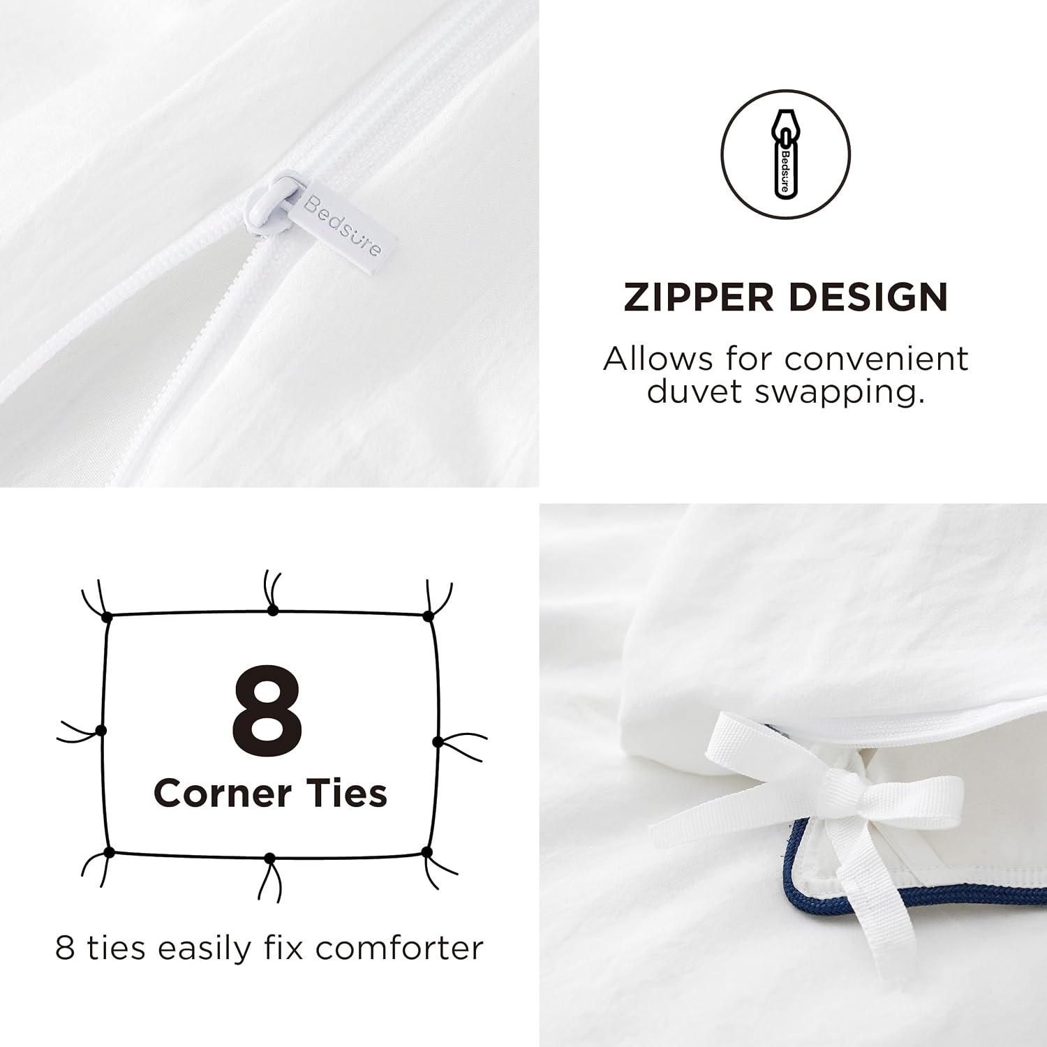 image:imageBedsure Tan Gingham Ruffle Duvet Cover SetVintage Farmhouse Bedding Queen  Cottagecore Aesthetic Ruffle Edges Soft Lightweight Hidden Zipper Inner Ties 90x90 Comforter Cover 2 Pillow Shams00  White No Comforter