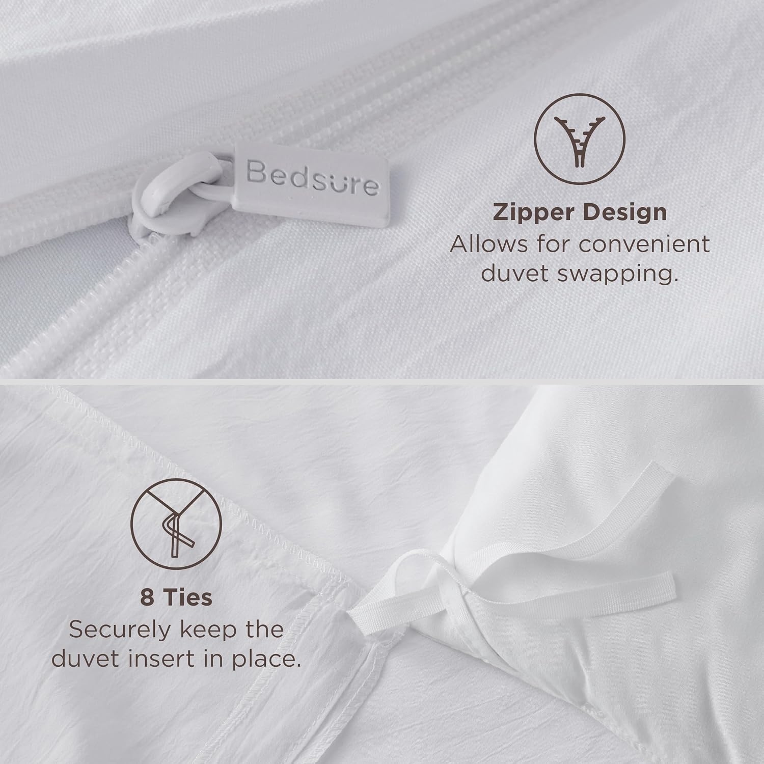 image:imageBedsure Tan Gingham Ruffle Duvet Cover SetVintage Farmhouse Bedding Queen  Cottagecore Aesthetic Ruffle Edges Soft Lightweight Hidden Zipper Inner Ties 90x90 Comforter Cover 2 Pillow Shams02  Bright White No Comforter
