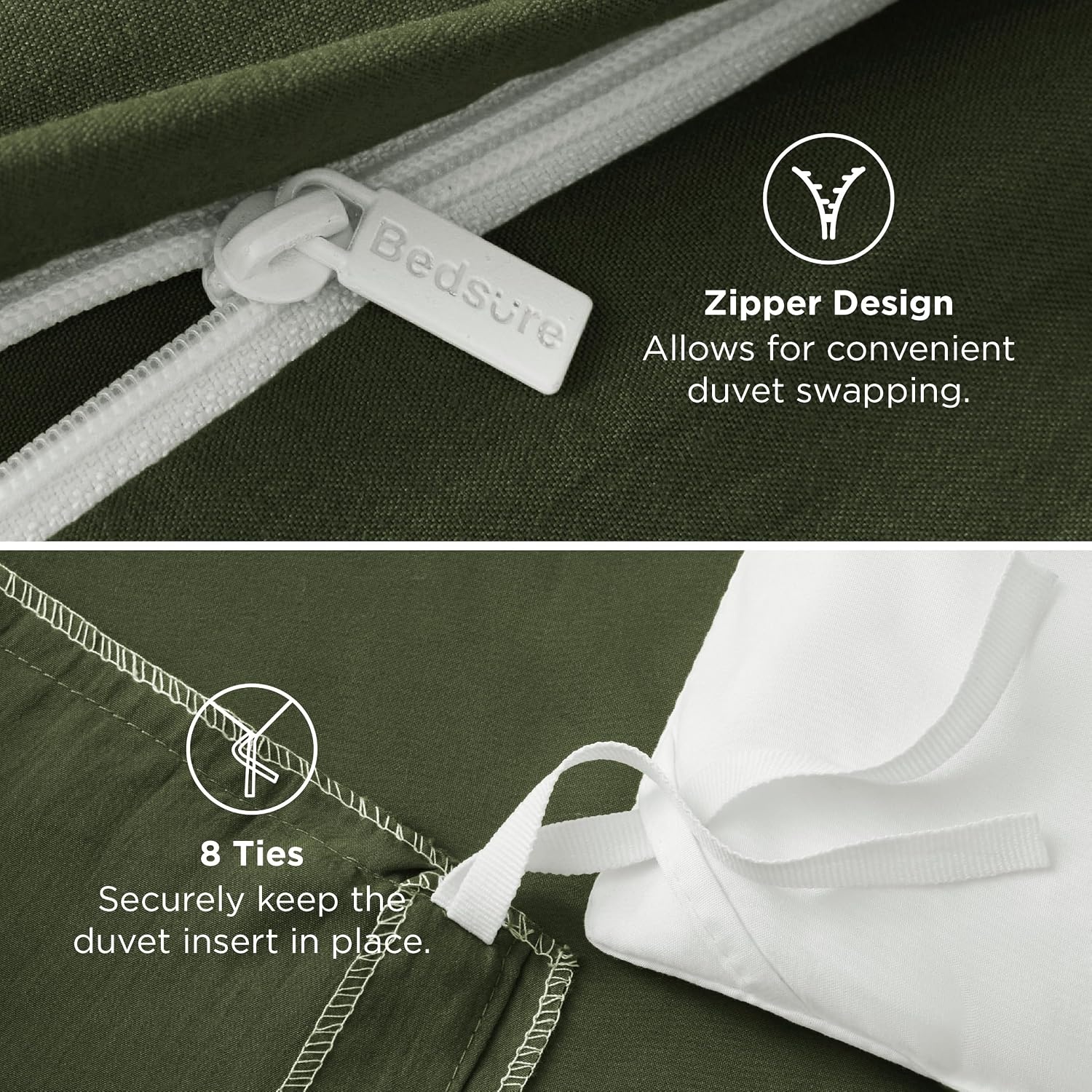 image:imageBedsure Tan Gingham Ruffle Duvet Cover SetVintage Farmhouse Bedding Queen  Cottagecore Aesthetic Ruffle Edges Soft Lightweight Hidden Zipper Inner Ties 90x90 Comforter Cover 2 Pillow Shams03  Olive Green No Comforter