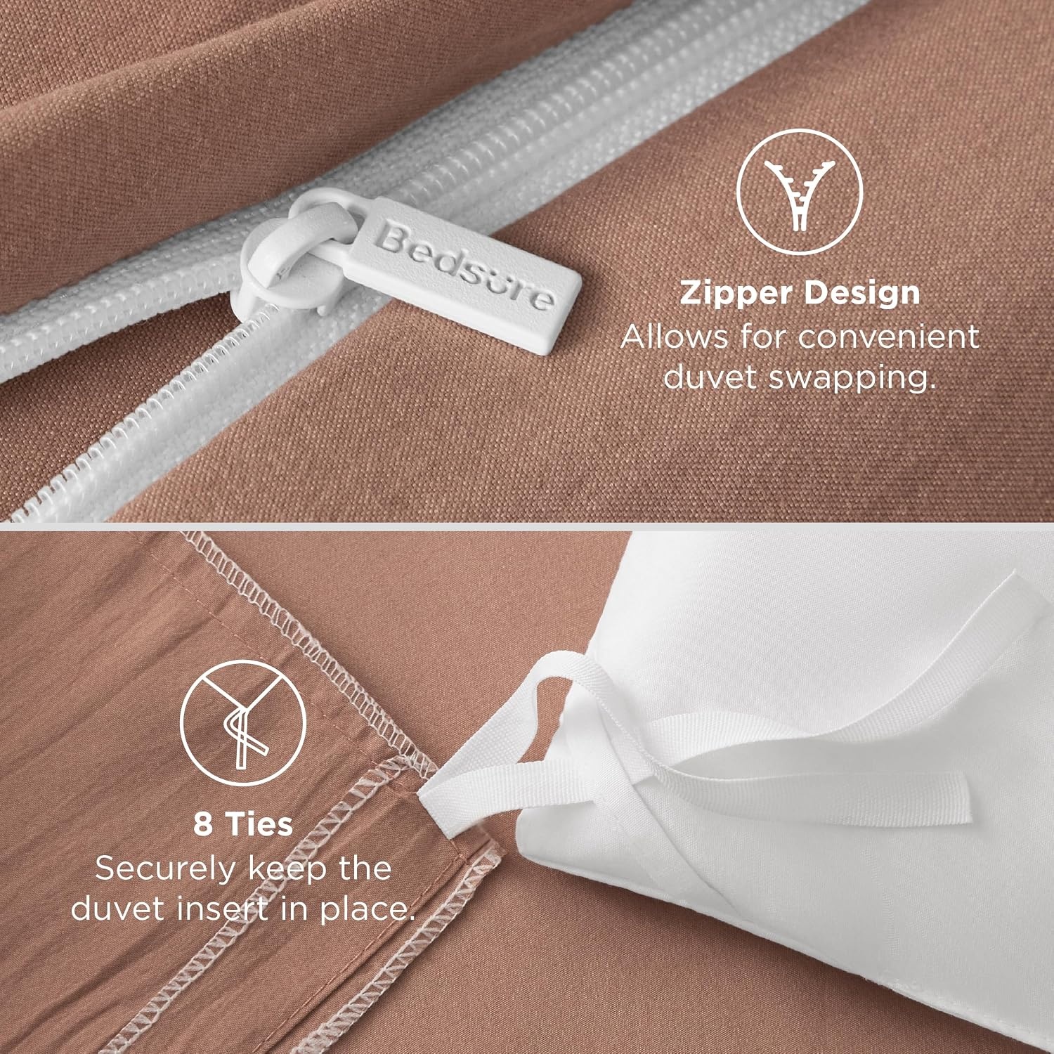 image:imageBedsure Tan Gingham Ruffle Duvet Cover SetVintage Farmhouse Bedding Queen  Cottagecore Aesthetic Ruffle Edges Soft Lightweight Hidden Zipper Inner Ties 90x90 Comforter Cover 2 Pillow Shams02  Mocha Mousse No Comforter