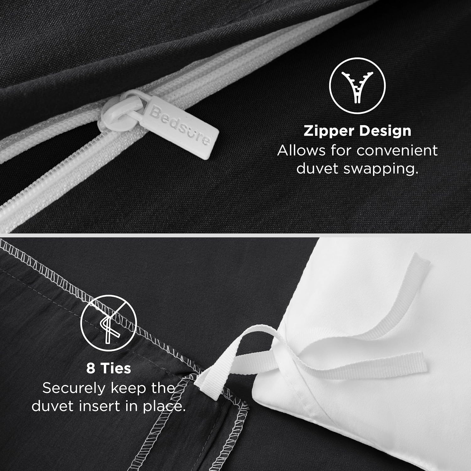image:imageBedsure Tan Gingham Ruffle Duvet Cover SetVintage Farmhouse Bedding Queen  Cottagecore Aesthetic Ruffle Edges Soft Lightweight Hidden Zipper Inner Ties 90x90 Comforter Cover 2 Pillow Shams04  Black No Comforter