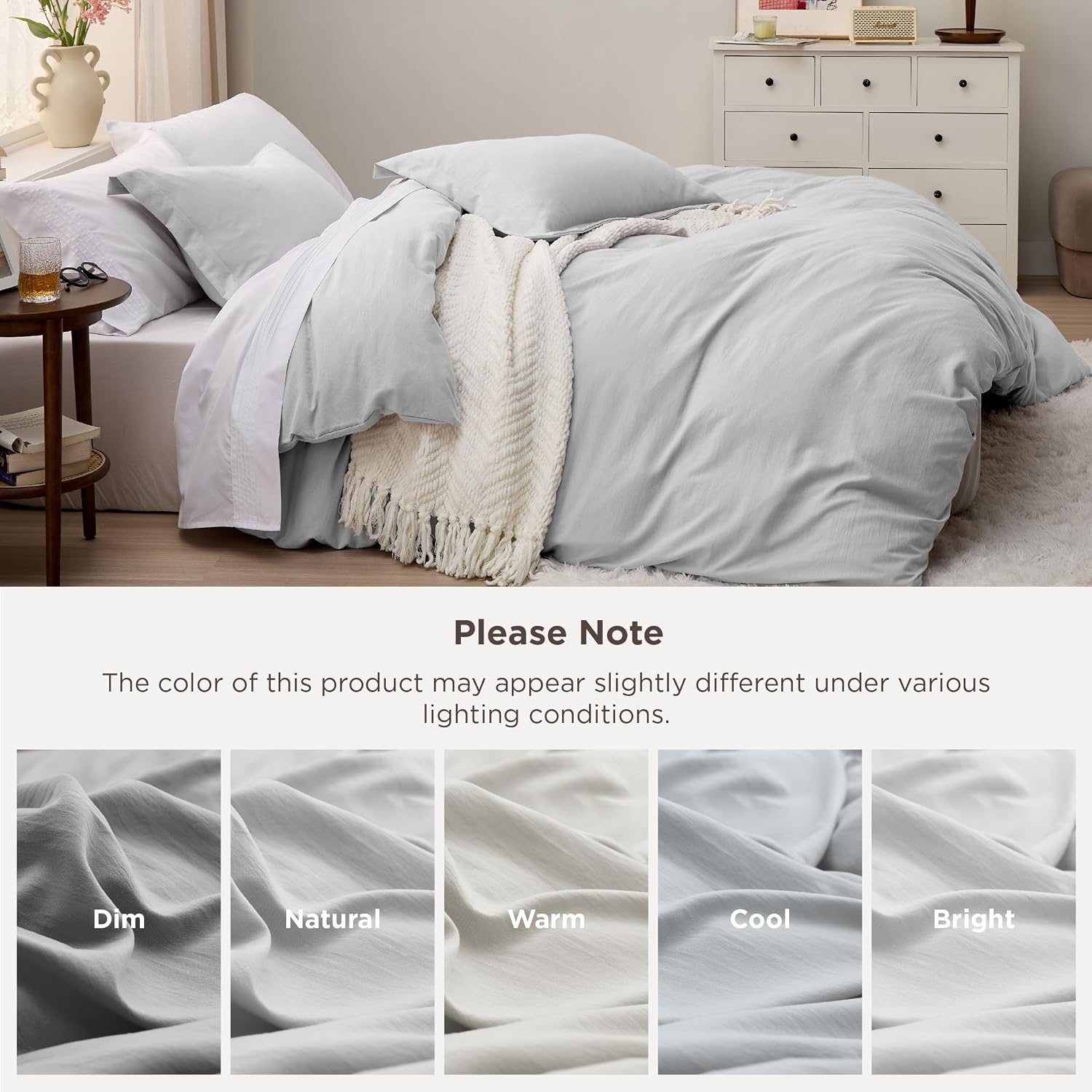 image:imageBedsure Tan Gingham Ruffle Duvet Cover SetVintage Farmhouse Bedding Queen  Cottagecore Aesthetic Ruffle Edges Soft Lightweight Hidden Zipper Inner Ties 90x90 Comforter Cover 2 Pillow Shams04  Light Grey No Comforter