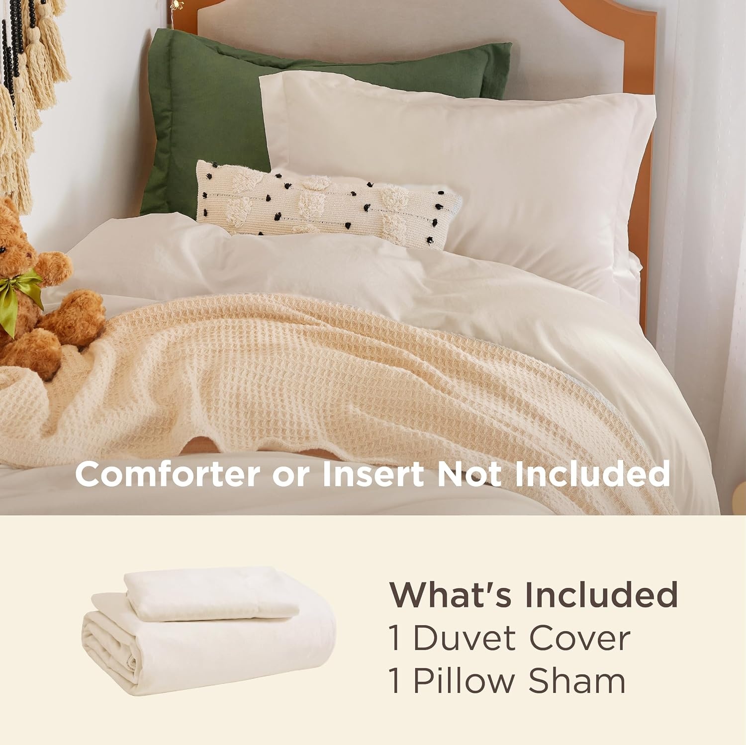 image:imageBedsure Tan Gingham Ruffle Duvet Cover SetVintage Farmhouse Bedding Queen  Cottagecore Aesthetic Ruffle Edges Soft Lightweight Hidden Zipper Inner Ties 90x90 Comforter Cover 2 Pillow Shams02  Cream No Comforter