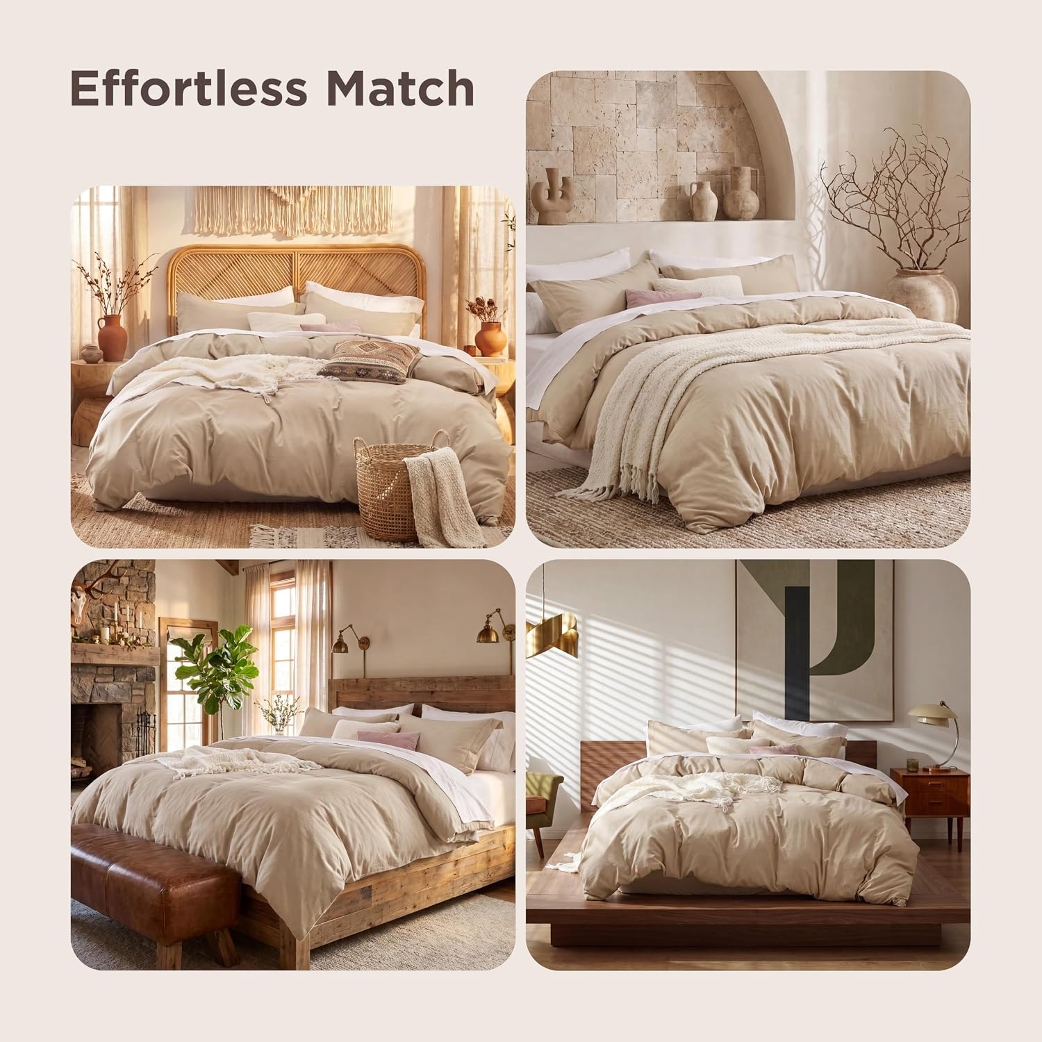 image:imageBedsure Tan Gingham Ruffle Duvet Cover SetVintage Farmhouse Bedding Queen  Cottagecore Aesthetic Ruffle Edges Soft Lightweight Hidden Zipper Inner Ties 90x90 Comforter Cover 2 Pillow Shams02  Light Brown No Comforter