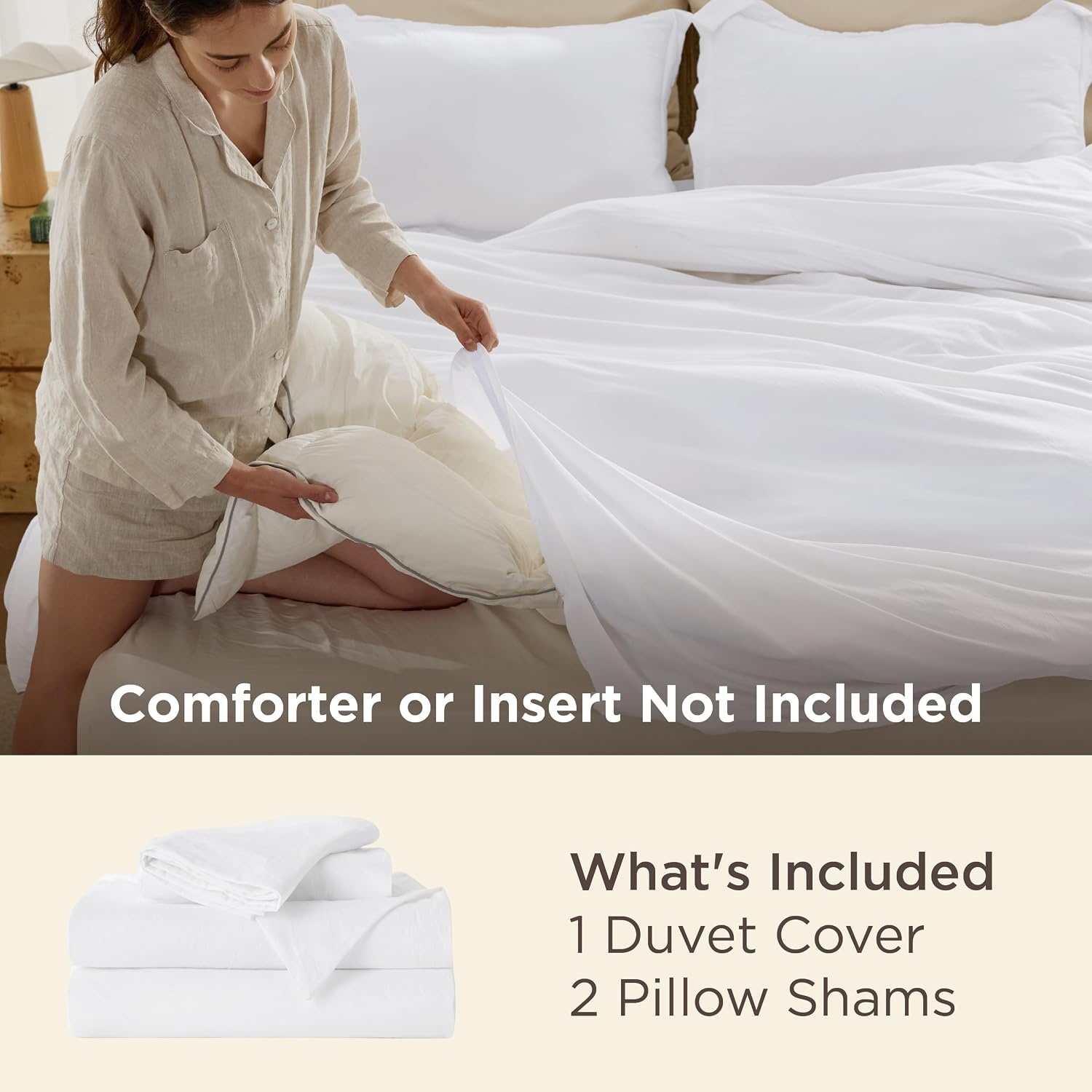 image:imageBedsure Tan Gingham Ruffle Duvet Cover SetVintage Farmhouse Bedding Queen  Cottagecore Aesthetic Ruffle Edges Soft Lightweight Hidden Zipper Inner Ties 90x90 Comforter Cover 2 Pillow Shams02  Bright White No Comforter