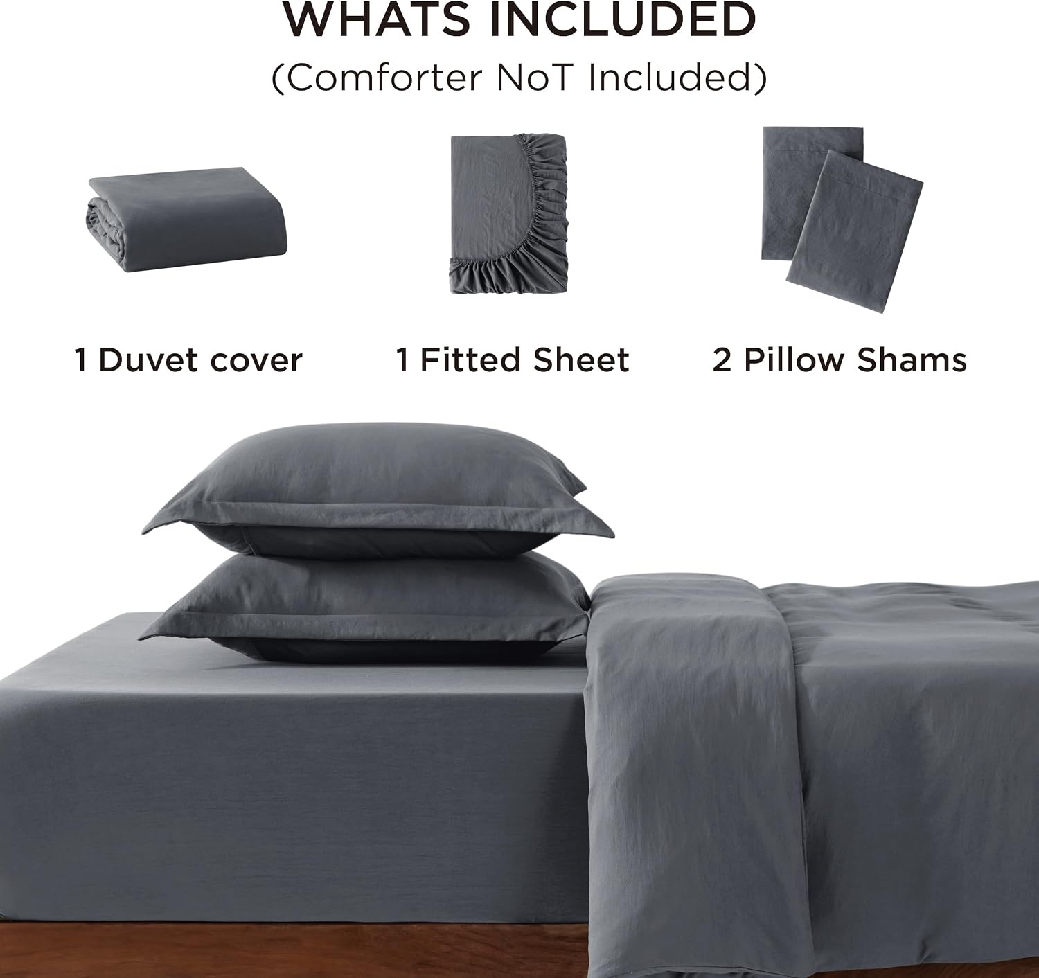 image:imageBedsure Tan Gingham Ruffle Duvet Cover SetVintage Farmhouse Bedding Queen  Cottagecore Aesthetic Ruffle Edges Soft Lightweight Hidden Zipper Inner Ties 90x90 Comforter Cover 2 Pillow Shams01  Dark Grey No Comforter