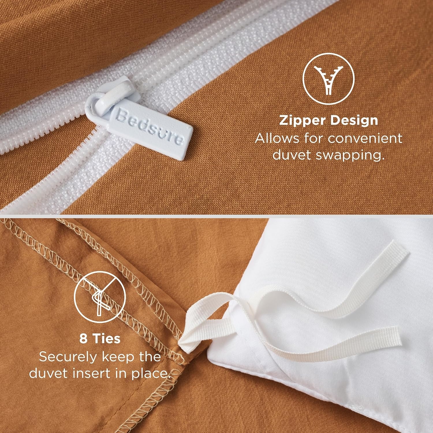 image:imageBedsure Tan Gingham Ruffle Duvet Cover SetVintage Farmhouse Bedding Queen  Cottagecore Aesthetic Ruffle Edges Soft Lightweight Hidden Zipper Inner Ties 90x90 Comforter Cover 2 Pillow Shams08  Gold No Comforter