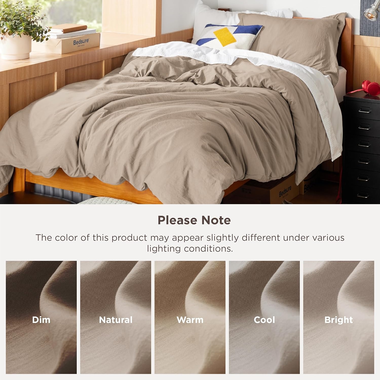 image:imageBedsure Tan Gingham Ruffle Duvet Cover SetVintage Farmhouse Bedding Queen  Cottagecore Aesthetic Ruffle Edges Soft Lightweight Hidden Zipper Inner Ties 90x90 Comforter Cover 2 Pillow Shams02  Light Brown No Comforter