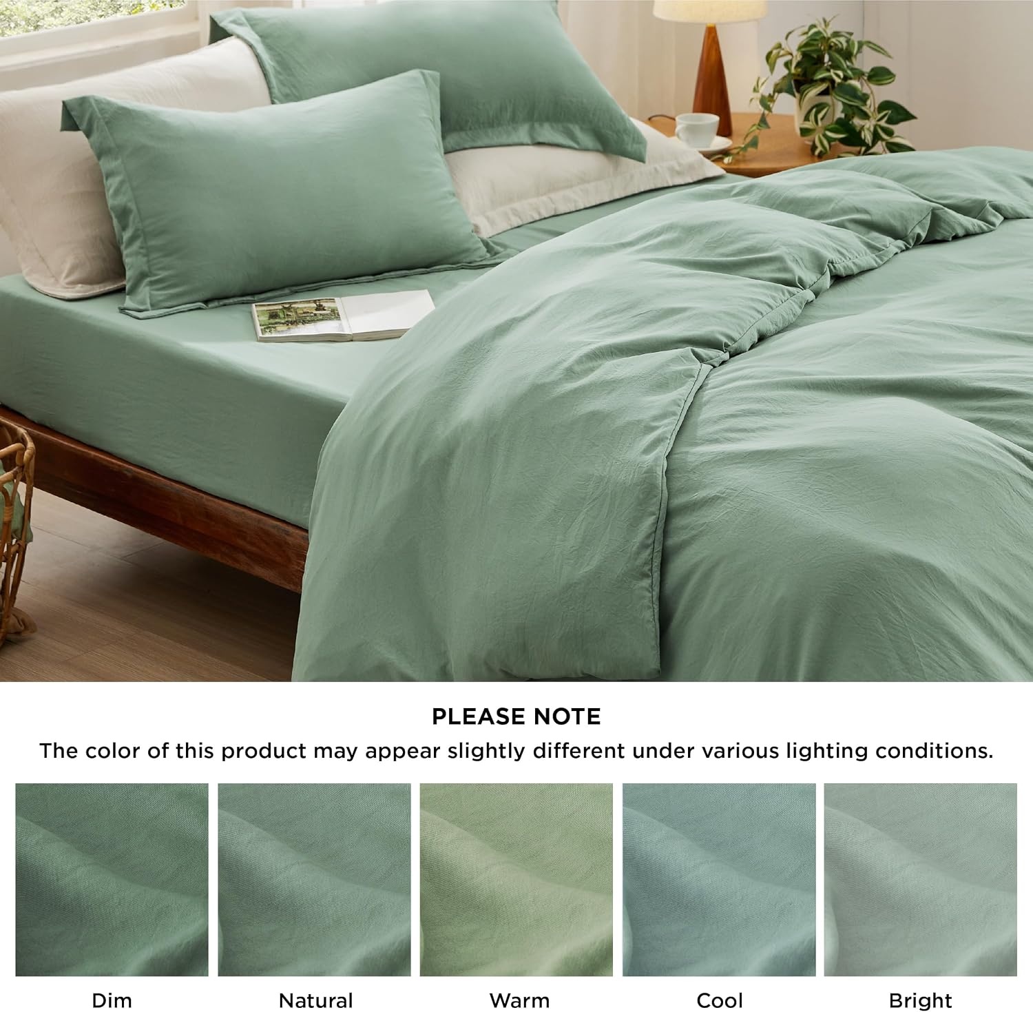 image:imageBedsure Tan Gingham Ruffle Duvet Cover SetVintage Farmhouse Bedding Queen  Cottagecore Aesthetic Ruffle Edges Soft Lightweight Hidden Zipper Inner Ties 90x90 Comforter Cover 2 Pillow Shams03  Sage Green No Comforter
