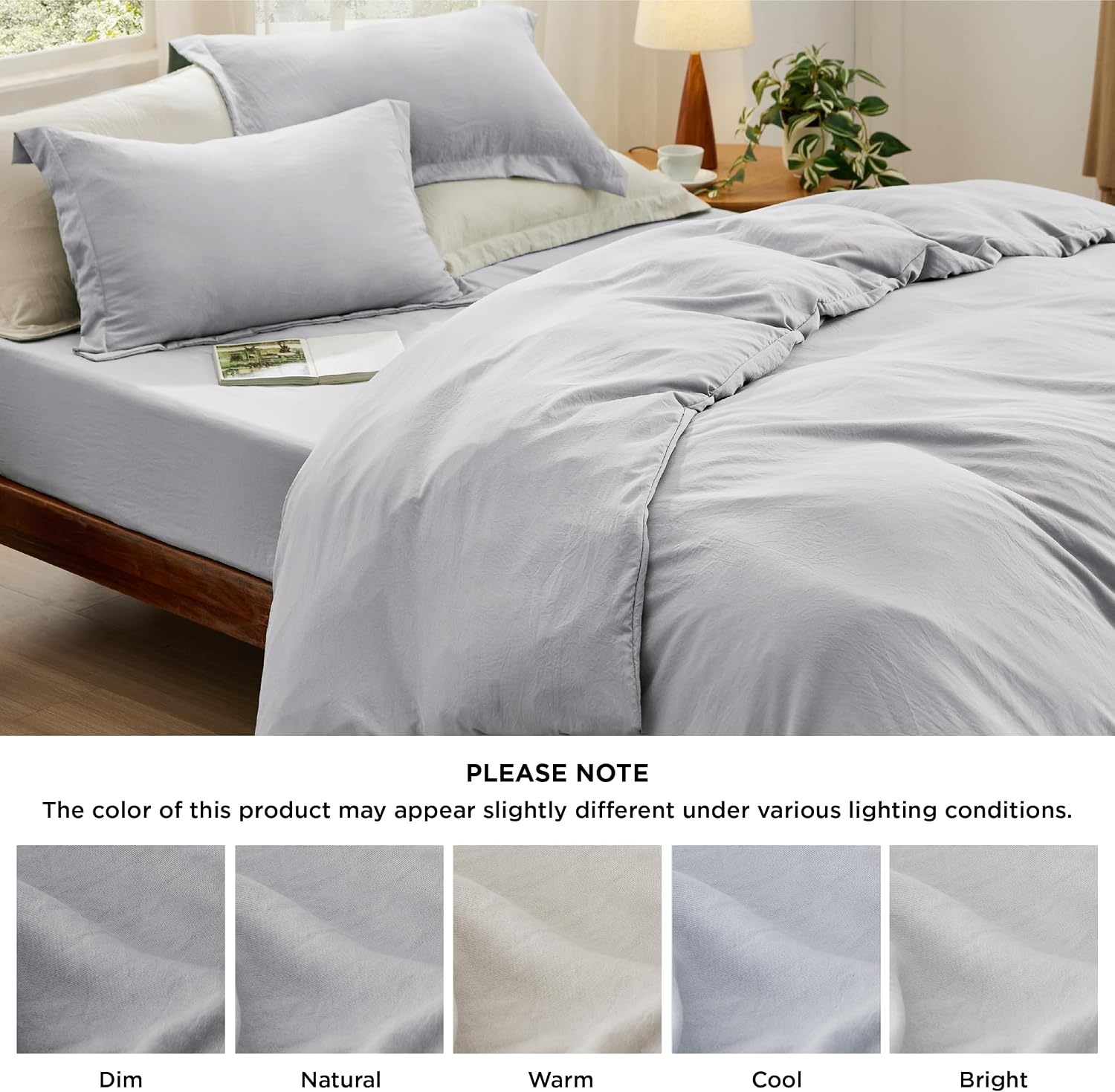 image:imageBedsure Tan Gingham Ruffle Duvet Cover SetVintage Farmhouse Bedding Queen  Cottagecore Aesthetic Ruffle Edges Soft Lightweight Hidden Zipper Inner Ties 90x90 Comforter Cover 2 Pillow Shams04  Light Grey No Comforter