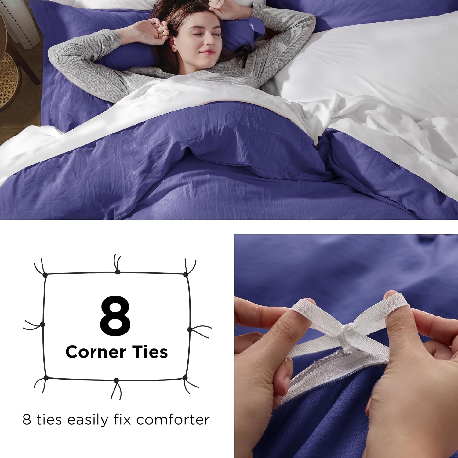 image:imageBedsure Tan Gingham Ruffle Duvet Cover SetVintage Farmhouse Bedding Queen  Cottagecore Aesthetic Ruffle Edges Soft Lightweight Hidden Zipper Inner Ties 90x90 Comforter Cover 2 Pillow Shams01  Skipper Blue No Comforter