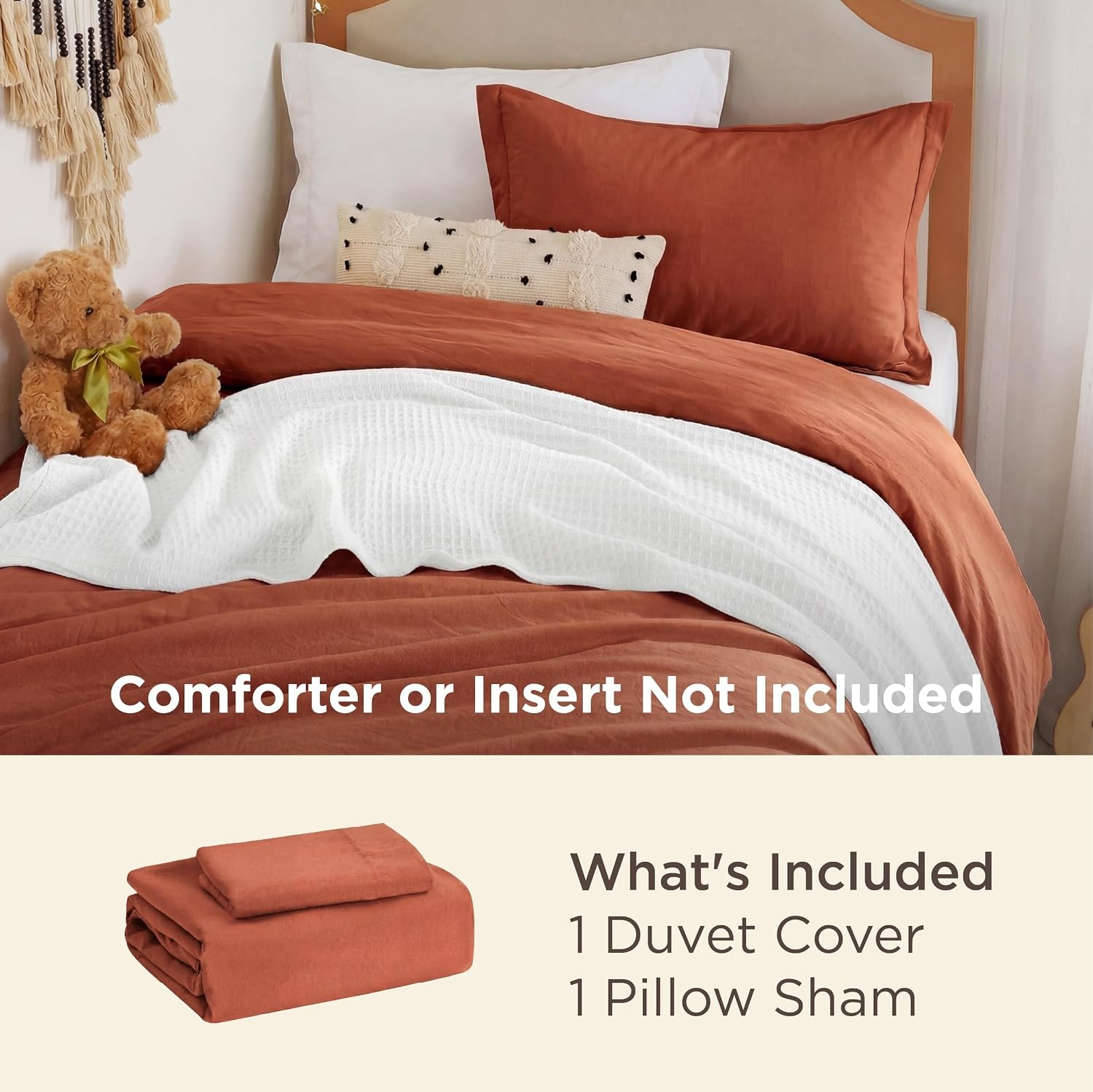image:imageBedsure Tan Gingham Ruffle Duvet Cover SetVintage Farmhouse Bedding Queen  Cottagecore Aesthetic Ruffle Edges Soft Lightweight Hidden Zipper Inner Ties 90x90 Comforter Cover 2 Pillow Shams08  Terracotta No Comforter