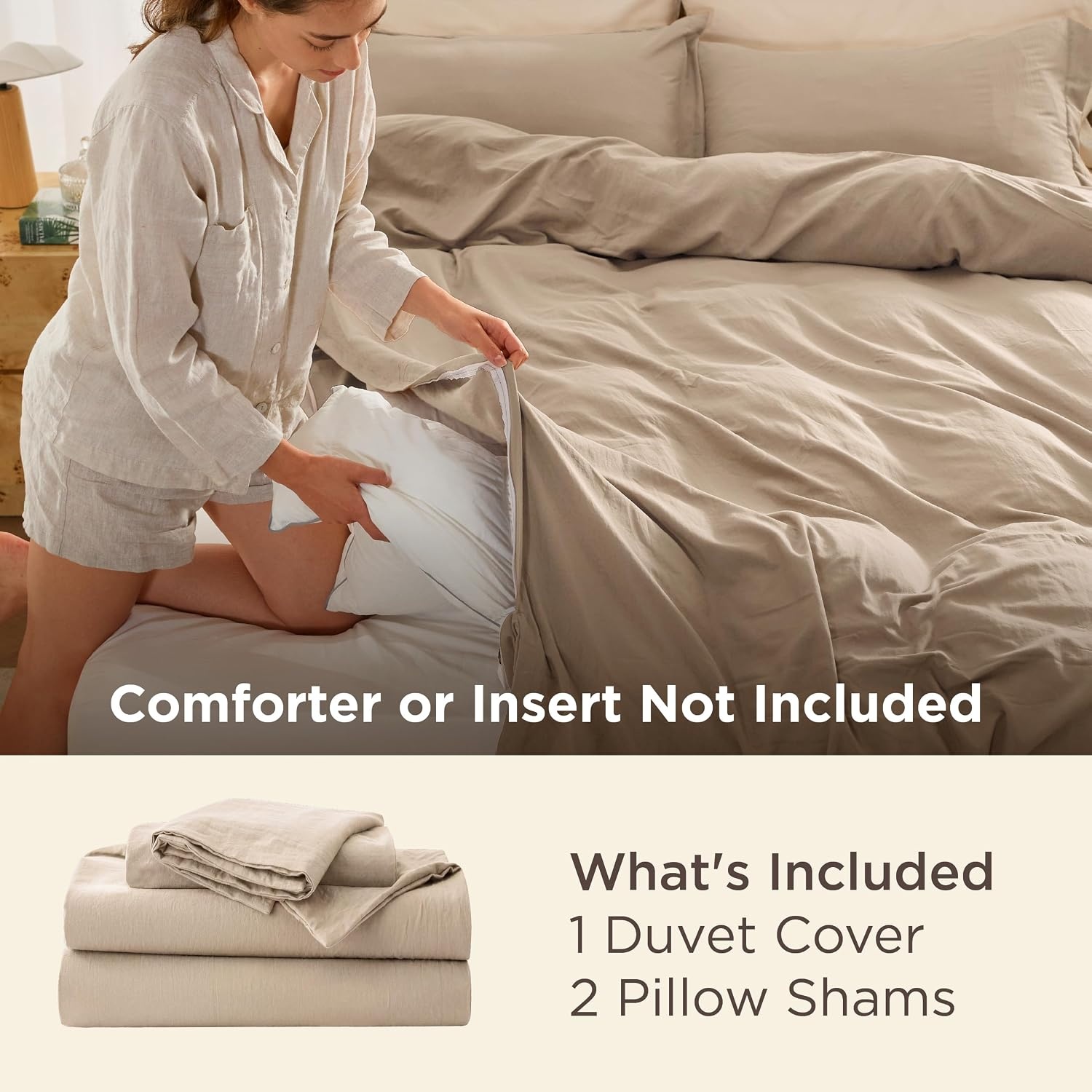 image:imageBedsure Tan Gingham Ruffle Duvet Cover SetVintage Farmhouse Bedding Queen  Cottagecore Aesthetic Ruffle Edges Soft Lightweight Hidden Zipper Inner Ties 90x90 Comforter Cover 2 Pillow Shams02  Light Brown No Comforter