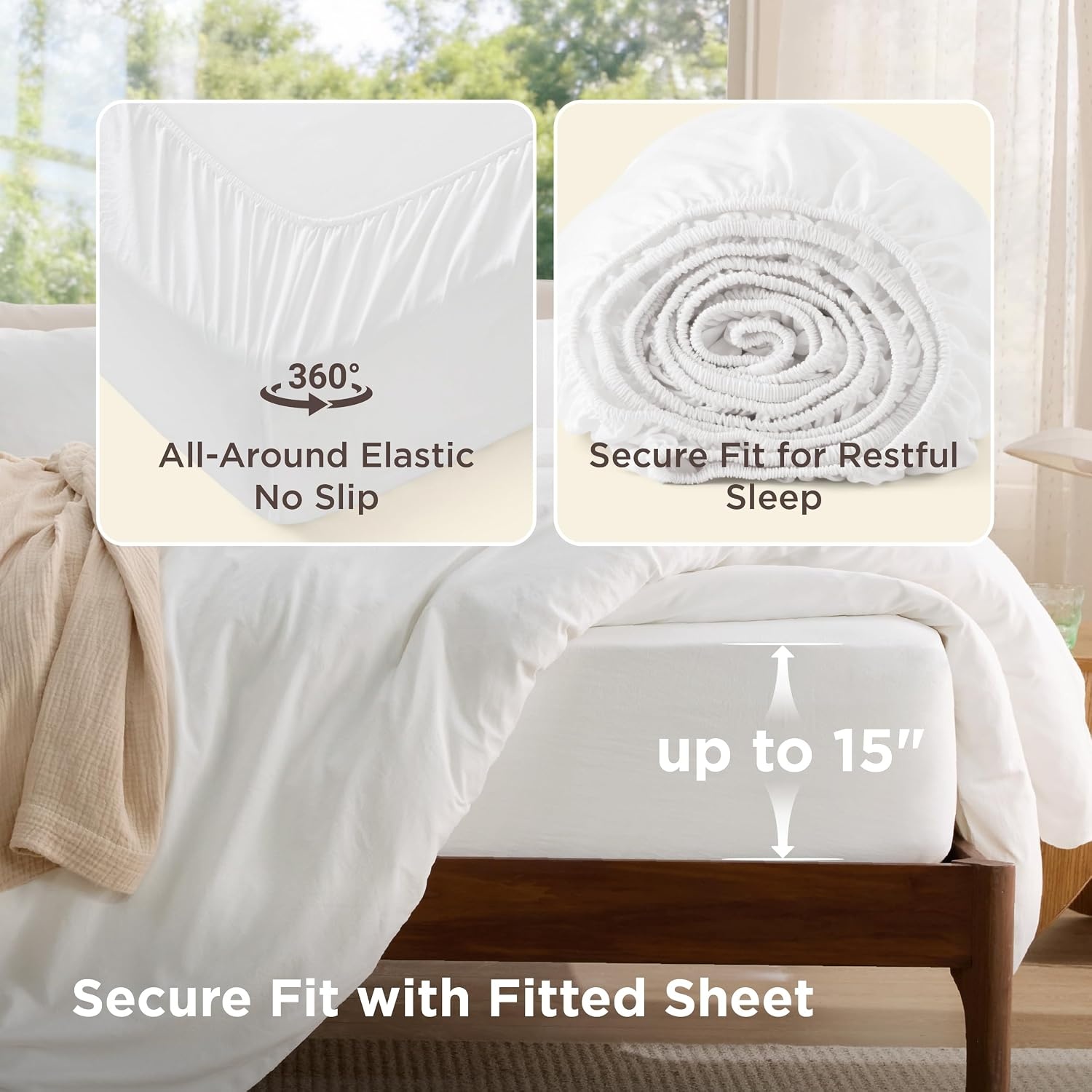 image:imageBedsure Tan Gingham Ruffle Duvet Cover SetVintage Farmhouse Bedding Queen  Cottagecore Aesthetic Ruffle Edges Soft Lightweight Hidden Zipper Inner Ties 90x90 Comforter Cover 2 Pillow Shams00  White No Comforter