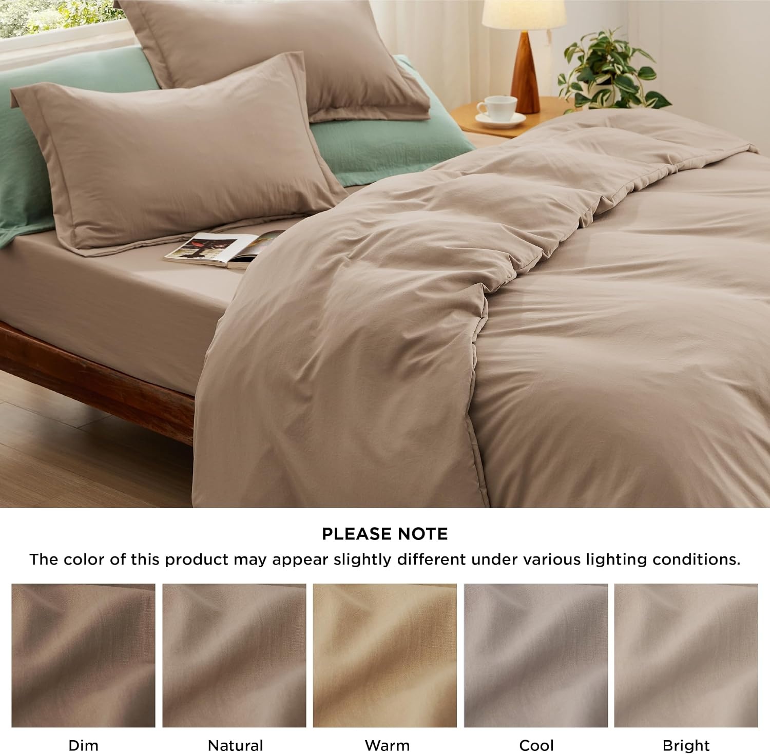 image:imageBedsure Tan Gingham Ruffle Duvet Cover SetVintage Farmhouse Bedding Queen  Cottagecore Aesthetic Ruffle Edges Soft Lightweight Hidden Zipper Inner Ties 90x90 Comforter Cover 2 Pillow Shams02  Light Brown No Comforter