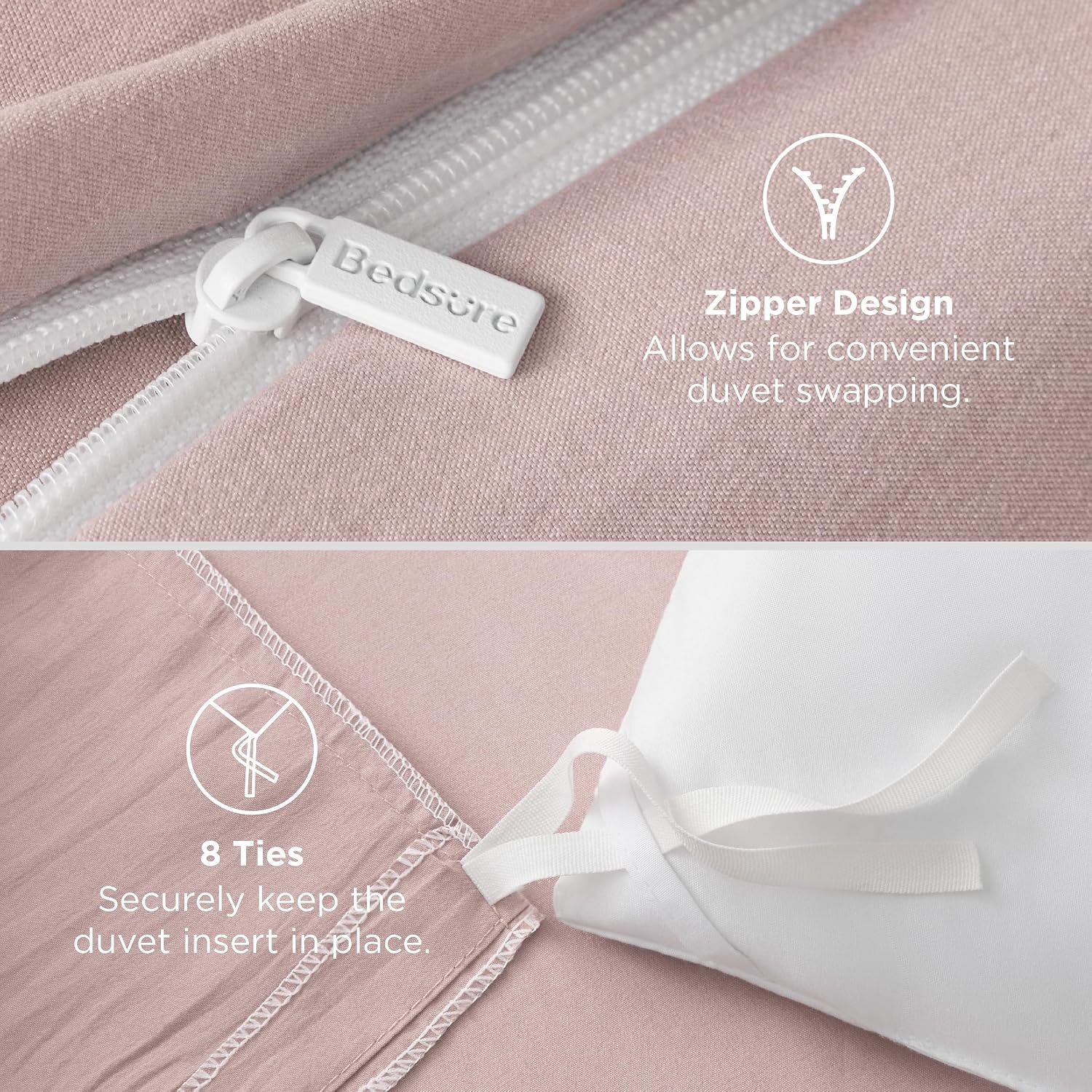 image:imageBedsure Tan Gingham Ruffle Duvet Cover SetVintage Farmhouse Bedding Queen  Cottagecore Aesthetic Ruffle Edges Soft Lightweight Hidden Zipper Inner Ties 90x90 Comforter Cover 2 Pillow Shams01  Rose Pink No Comforter