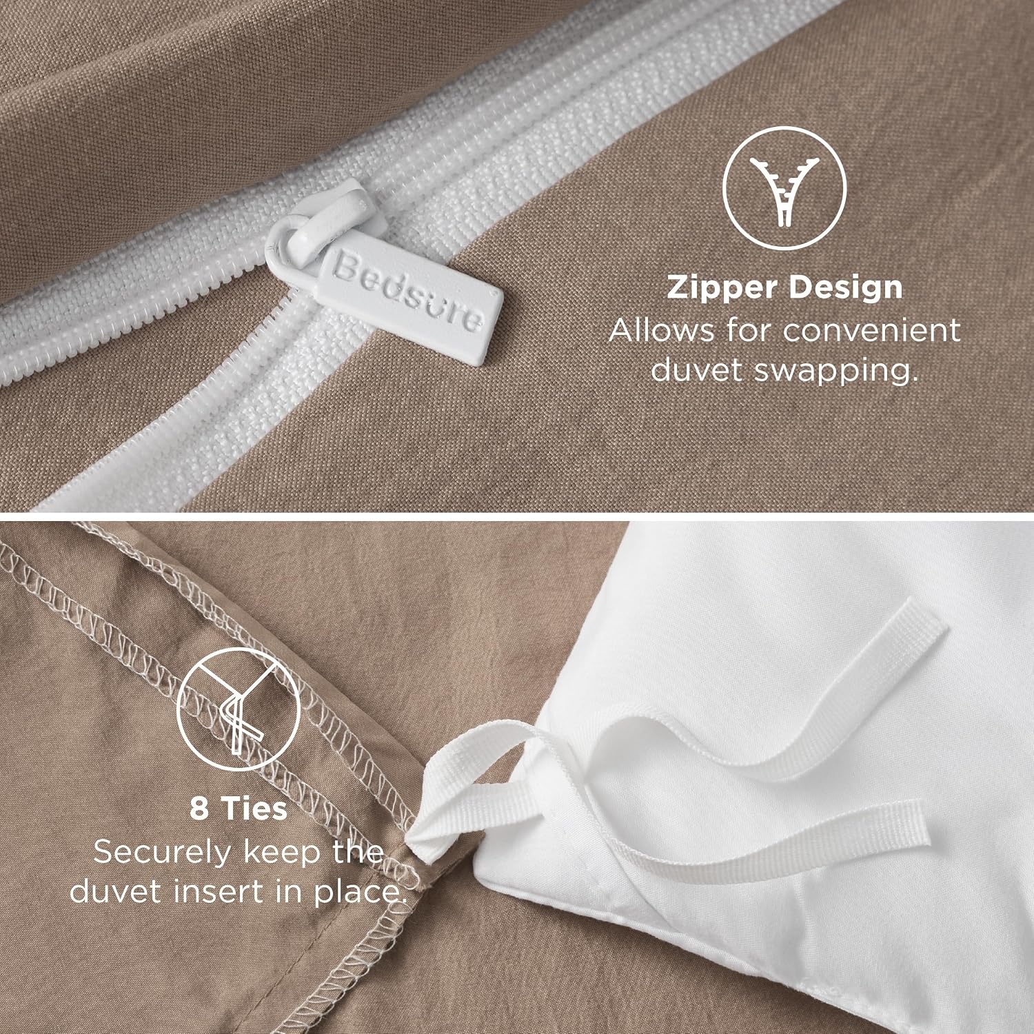 image:imageBedsure Tan Gingham Ruffle Duvet Cover SetVintage Farmhouse Bedding Queen  Cottagecore Aesthetic Ruffle Edges Soft Lightweight Hidden Zipper Inner Ties 90x90 Comforter Cover 2 Pillow Shams02  Khaki No Comforter