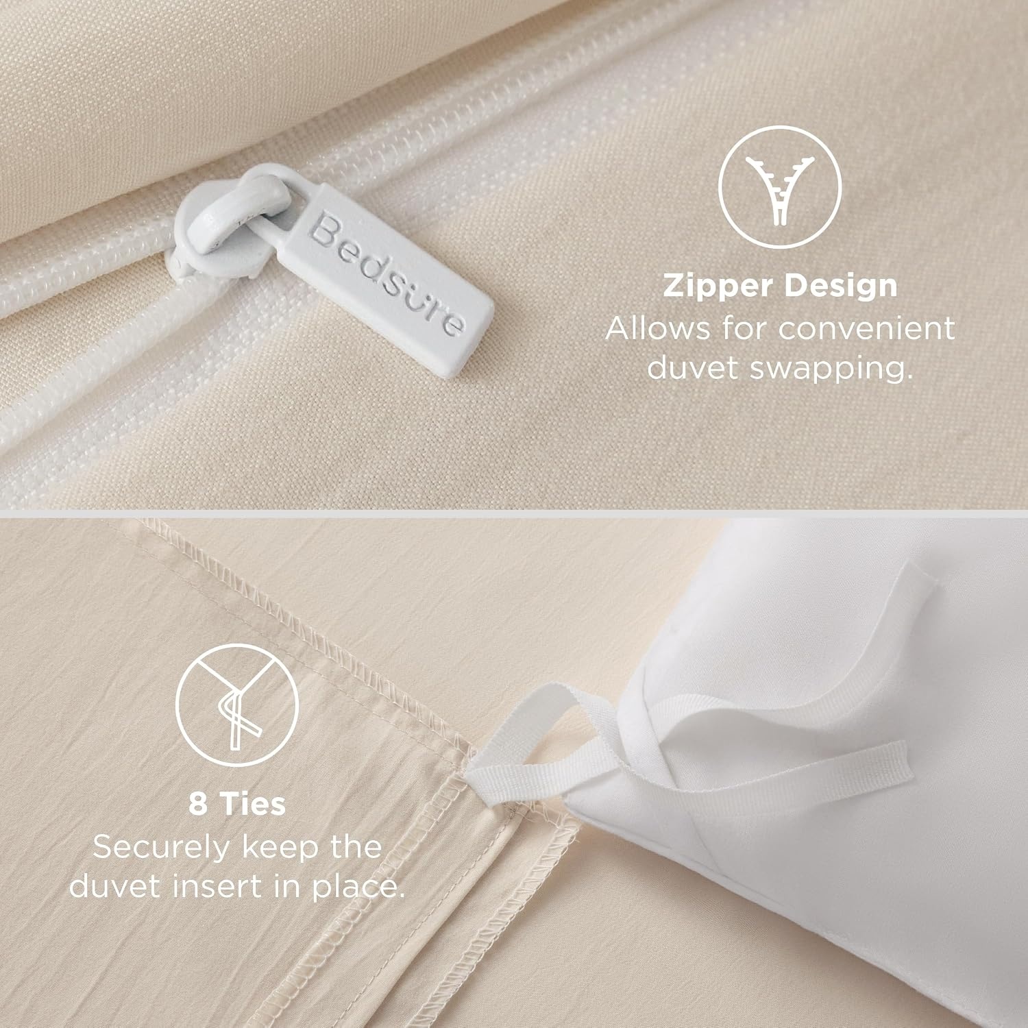 image:imageBedsure Tan Gingham Ruffle Duvet Cover SetVintage Farmhouse Bedding Queen  Cottagecore Aesthetic Ruffle Edges Soft Lightweight Hidden Zipper Inner Ties 90x90 Comforter Cover 2 Pillow Shams02  Cream No Comforter