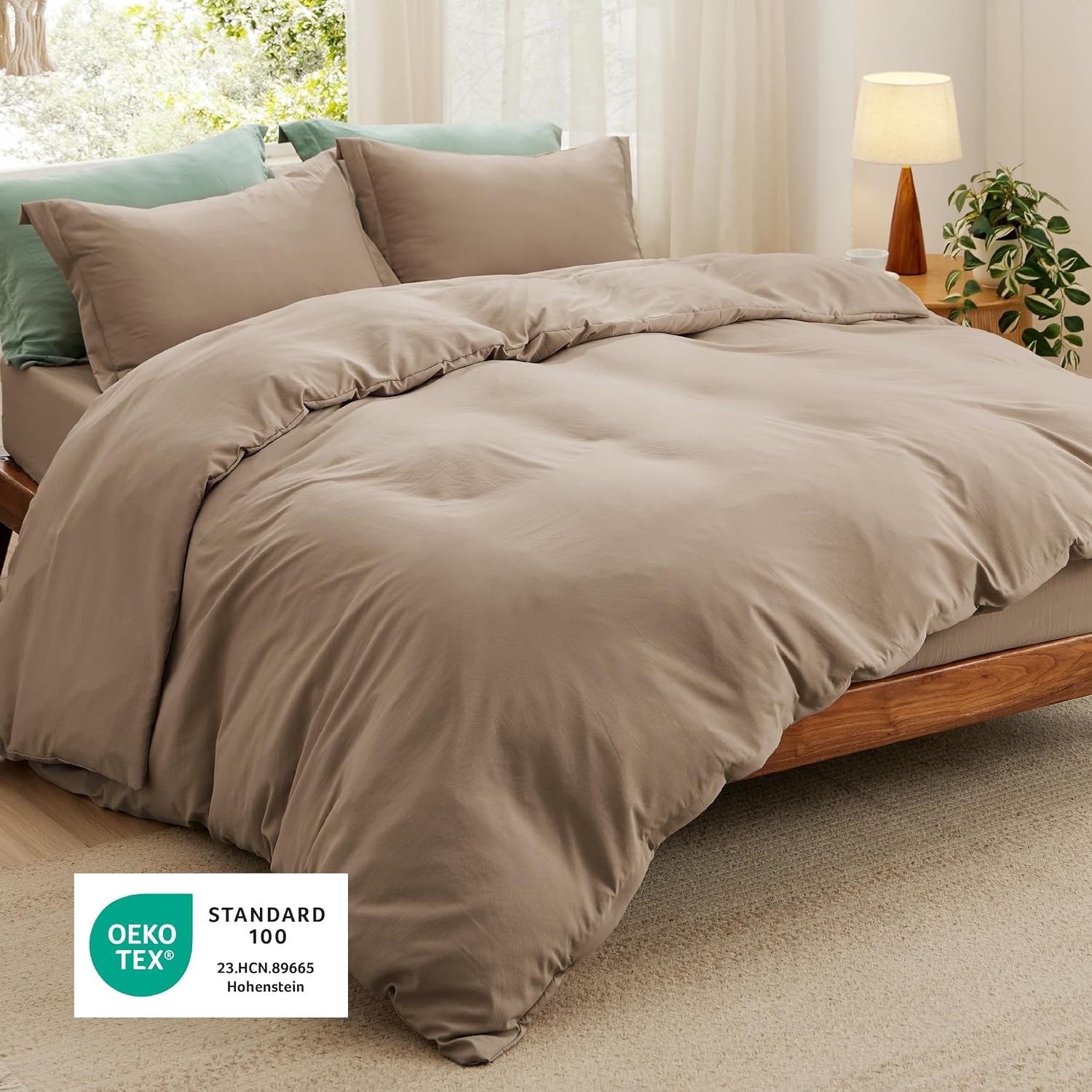 image:imageBedsure Tan Gingham Ruffle Duvet Cover SetVintage Farmhouse Bedding Queen  Cottagecore Aesthetic Ruffle Edges Soft Lightweight Hidden Zipper Inner Ties 90x90 Comforter Cover 2 Pillow Shams02  Light Brown No Comforter