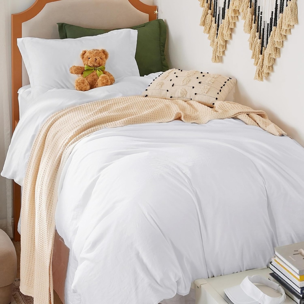 image:imageBedsure Tan Gingham Ruffle Duvet Cover SetVintage Farmhouse Bedding Queen  Cottagecore Aesthetic Ruffle Edges Soft Lightweight Hidden Zipper Inner Ties 90x90 Comforter Cover 2 Pillow Shams00  White No Comforter