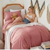 image:imageBedsure Gingham Ruffle Duvet Cover Set Queen Vintage Farmhouse Bed Pink  Plaid Ruffle Edges Soft Lightweight Hidden Zipper Inner Ties 90x90 Comforter Cover 2 Pillow Shams Machine Washable09  Clay Pink No Comforter