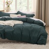 image:imageBedsure Gingham Ruffle Duvet Cover Set Queen Vintage Farmhouse Bed Pink  Plaid Ruffle Edges Soft Lightweight Hidden Zipper Inner Ties 90x90 Comforter Cover 2 Pillow Shams Machine Washable01  Forest Green No Comforter