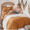 image:imageBedsure Gingham Ruffle Duvet Cover Set Queen Vintage Farmhouse Bed Pink  Plaid Ruffle Edges Soft Lightweight Hidden Zipper Inner Ties 90x90 Comforter Cover 2 Pillow Shams Machine Washable08  Gold No Comforter
