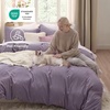 image:imageBedsure Gingham Ruffle Duvet Cover Set Queen Vintage Farmhouse Bed Pink  Plaid Ruffle Edges Soft Lightweight Hidden Zipper Inner Ties 90x90 Comforter Cover 2 Pillow Shams Machine Washable06  Dusty Purple No Comforter