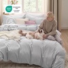 image:imageBedsure Gingham Ruffle Duvet Cover Set Queen Vintage Farmhouse Bed Pink  Plaid Ruffle Edges Soft Lightweight Hidden Zipper Inner Ties 90x90 Comforter Cover 2 Pillow Shams Machine Washable04  Light Grey No Comforter